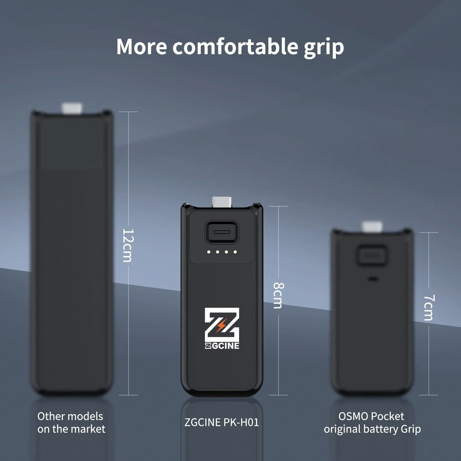 Osmo Pocket 3 Battery Handle, ZGCINE PK-H01 7.7V/1600mAh Fast Charging Handle Grip Replaced for DJI Pocket 3 Battery for Xtra Muse, Reserved 1/4”Thread,Support Directly Data Transmission - Image 6