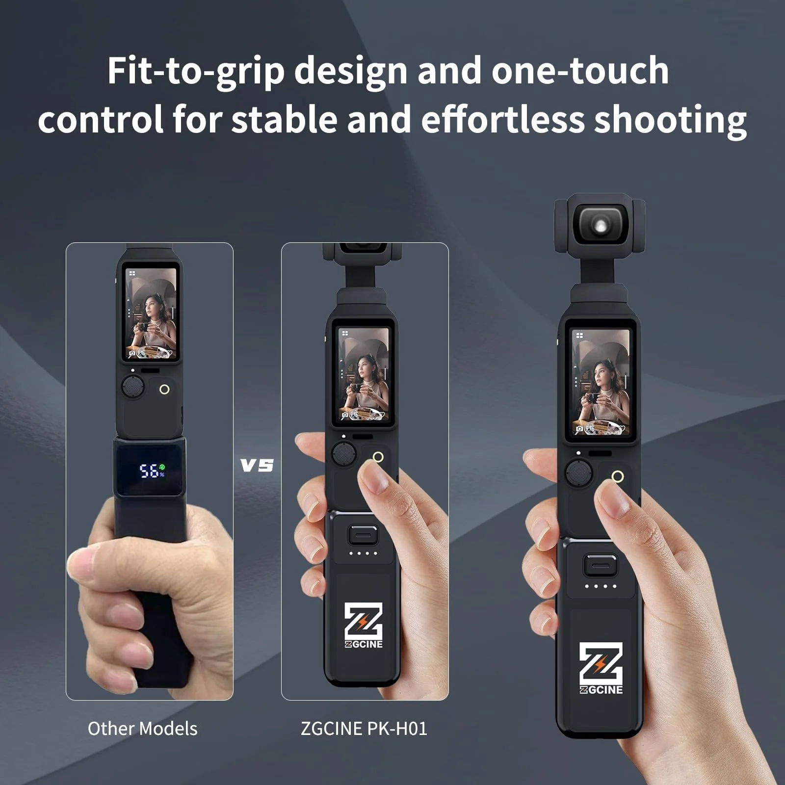 Osmo Pocket 3 Battery Handle, ZGCINE PK-H01 7.7V/1600mAh Fast Charging Handle Grip Replaced for DJI Pocket 3 Battery for Xtra Muse, Reserved 1/4”Thread,Support Directly Data Transmission - Image 7
