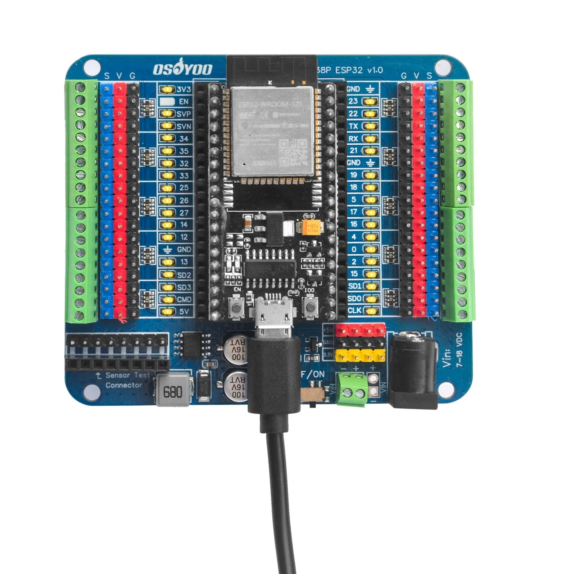 OSOYOO Breakout-Board für 38-polige ESP32-Erweiterungsplatine mit dualen 2x19P-Headern - GPIO-LED-Anzeigen - ideal für ESP32 Prototyping, Entwicklung und Lernprojekte 38P ESP32 Shiled Breakout Board - Image 5