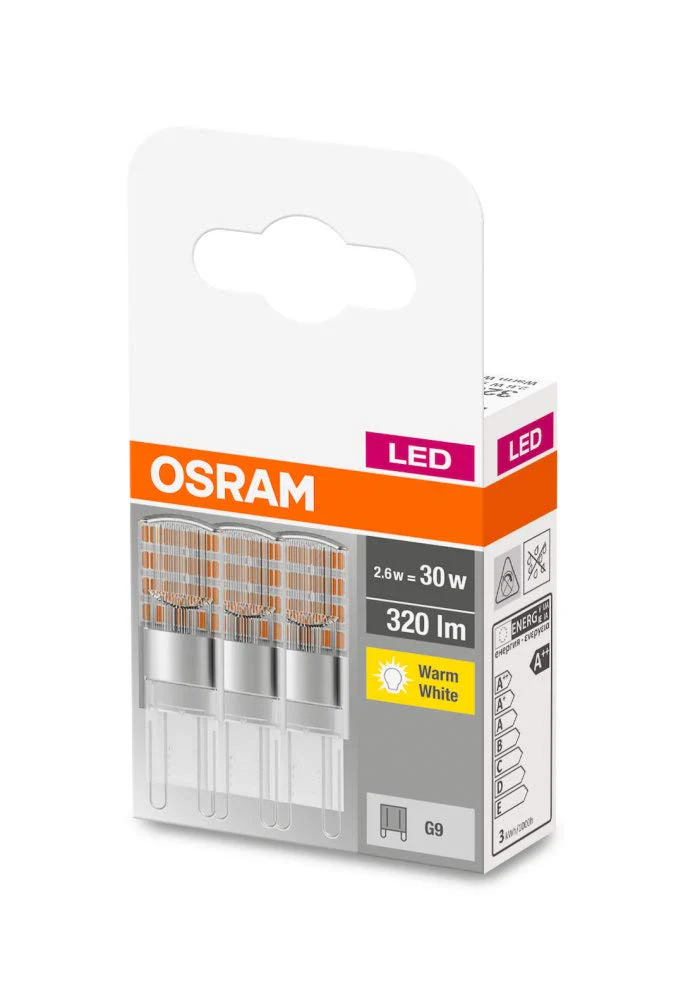 Osram Base LED PIN Bulb with G9 Socket, 2.60 W, Replacement for 30 W Bulb, Warm White (2700 K), Pack of 3 30w Replacement 3 count (pack of 1) Not dimmable - Image 2