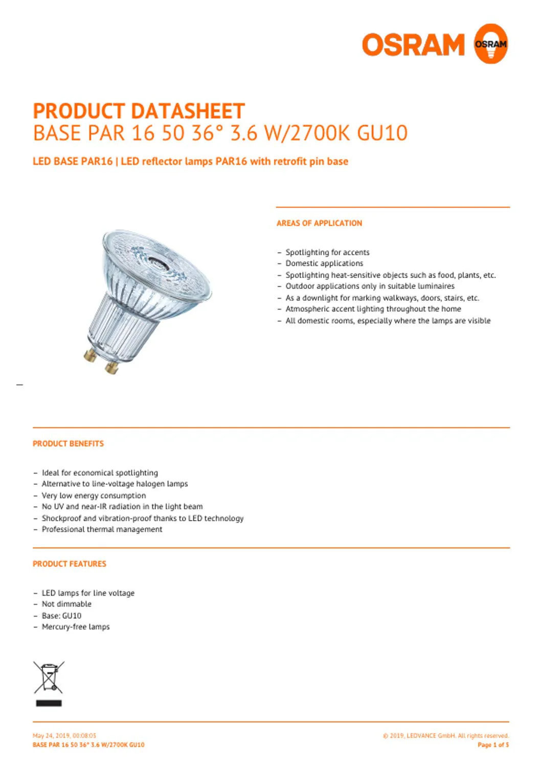 Osram LED light bulb 2700k Warm White 10 pack 50W - Image 5