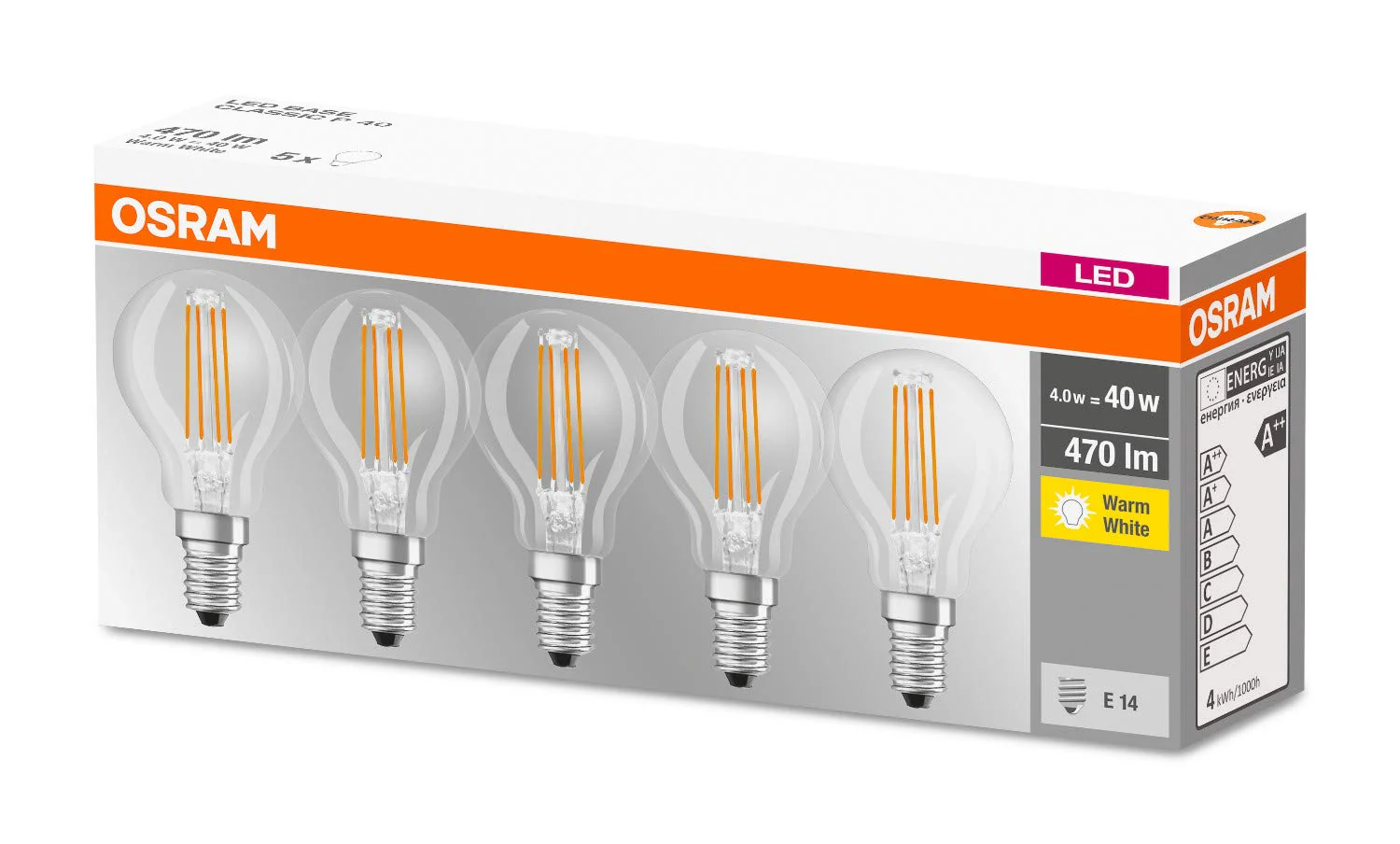 Osram LED light bulb 2700k Warm White 5 Pack 40W Tear Drop - Image 6