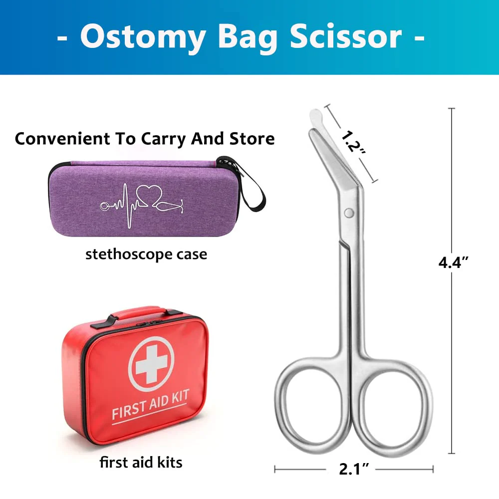 Ostomy Bag Scissor - Stoma Pouch Shear with Blunt Round Tip for Colostomy Ileostomy Care, Stainless Steel, 4.4" L, 1Pcs 1 - Image 2