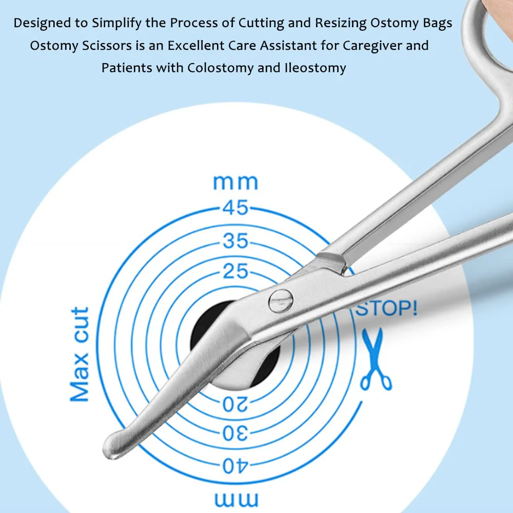 Ostomy Bag Scissor - Stoma Pouch Shear with Blunt Round Tip for Colostomy Ileostomy Care, Stainless Steel, 4.4" L, 1Pcs 1 - Image 5