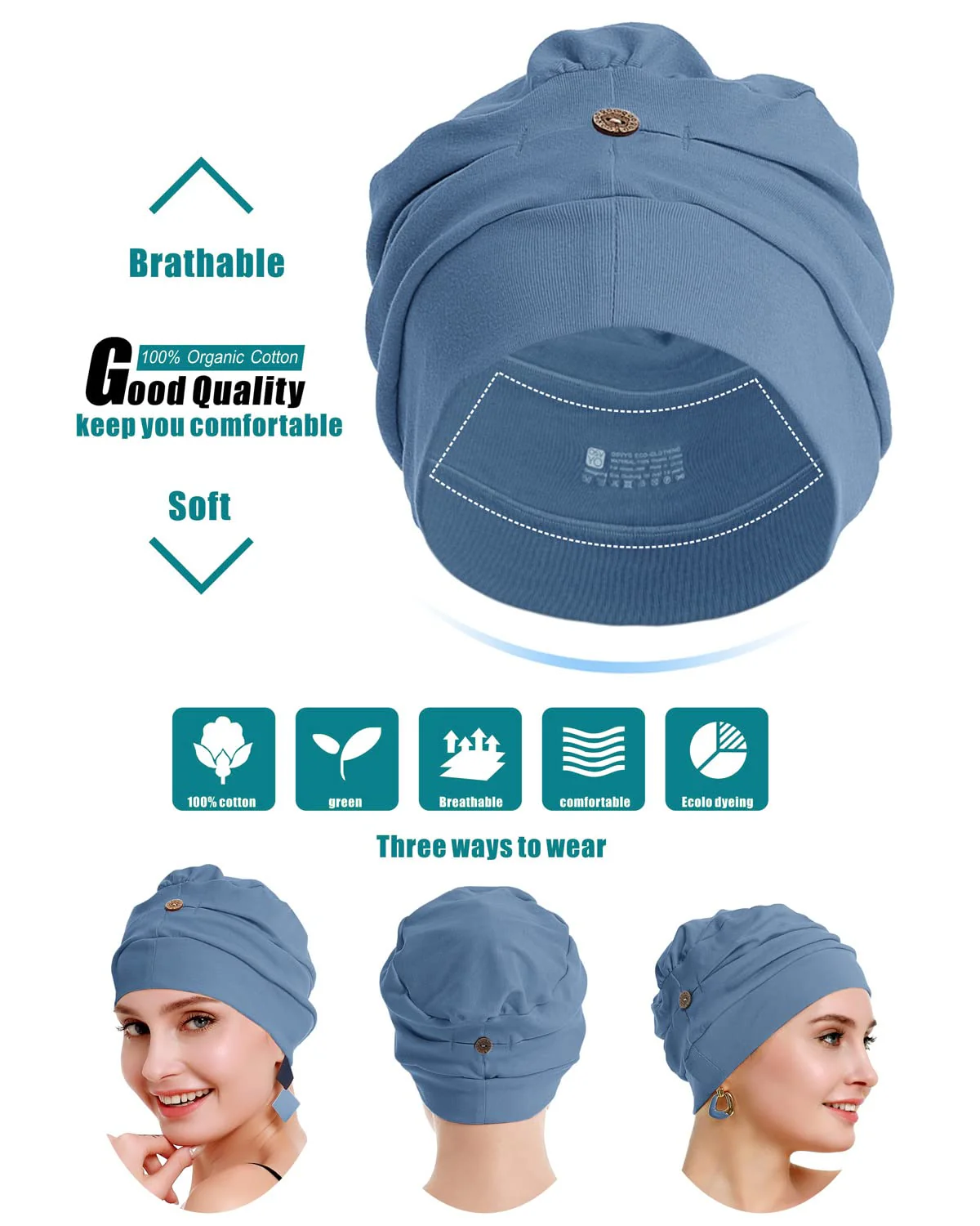 osvyo Cotton Chemo Headwear for Women with Cancer and Hair Loss, Cotton Hat, Lightweight Headwear, Sealed Packaging HELL-APRICOT-BLUSH - Image 2