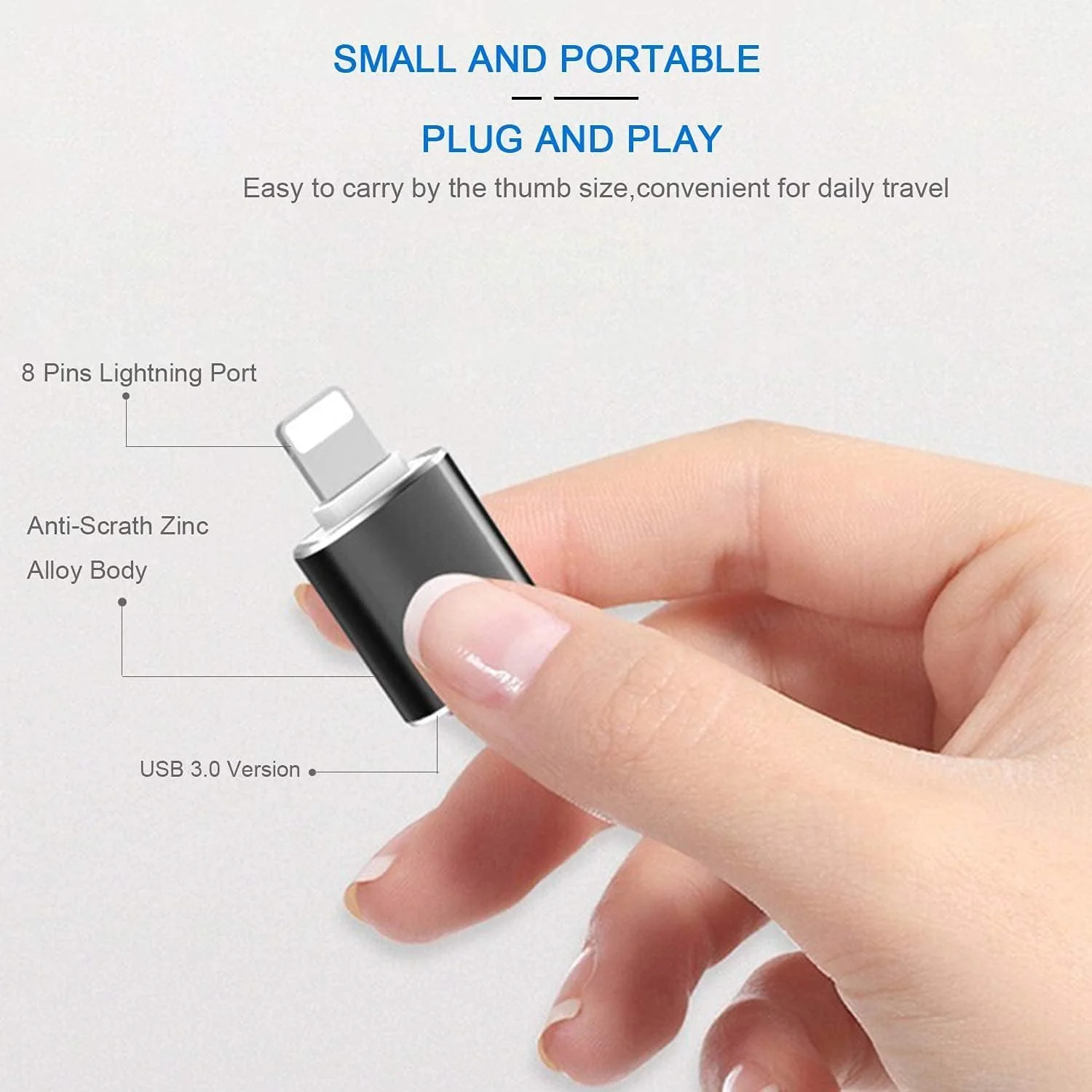 OTG Lightning Male to USB 3.0 Female Adapter OTG Compatible iPhone 14 13 12 11 Xr X XS 8 7 Plus Max iPad Air Pro Mini,Support Camera Card Reader Mouse Keyboard Hubs Piano Converter Connect U Disk - Image 3