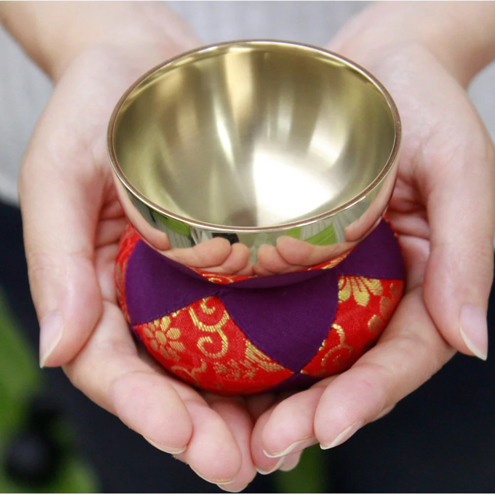 Otokurin Orin (Buddhist Bell) a Four-Piece Suite - Brass & Wood - Gold - Traditional Bell Set - A Key - For Buddhist Altar - Image 6