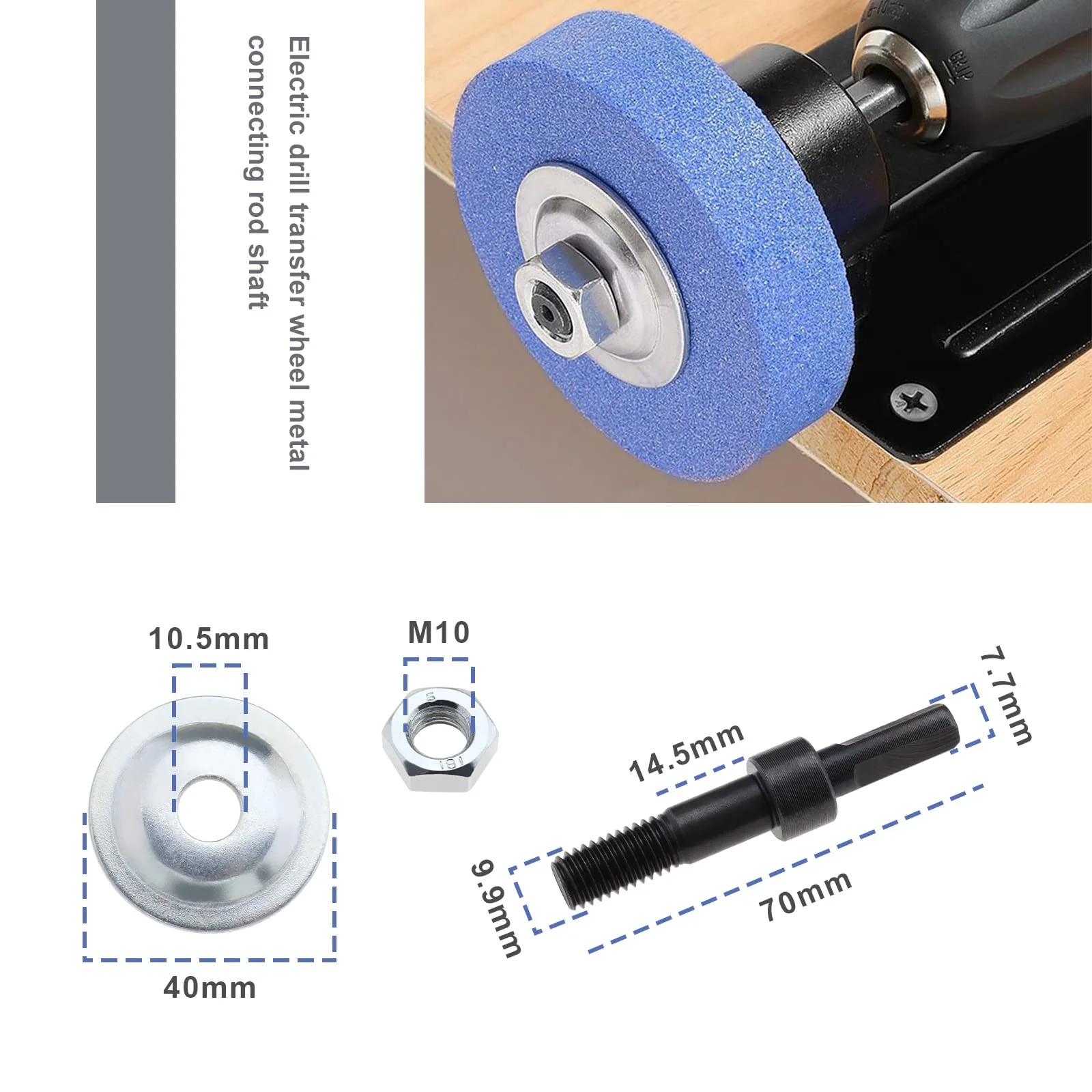 OTOTEC 2 Sätze Bohrdorn-Adapter-Kit Polierscheiben-Adapter für Schleifscheibe Faserscheibe Wollscheibe Stoffscheibe Umwandlungsstange Gewindedurchmesser 9,9 Mm - Image 3