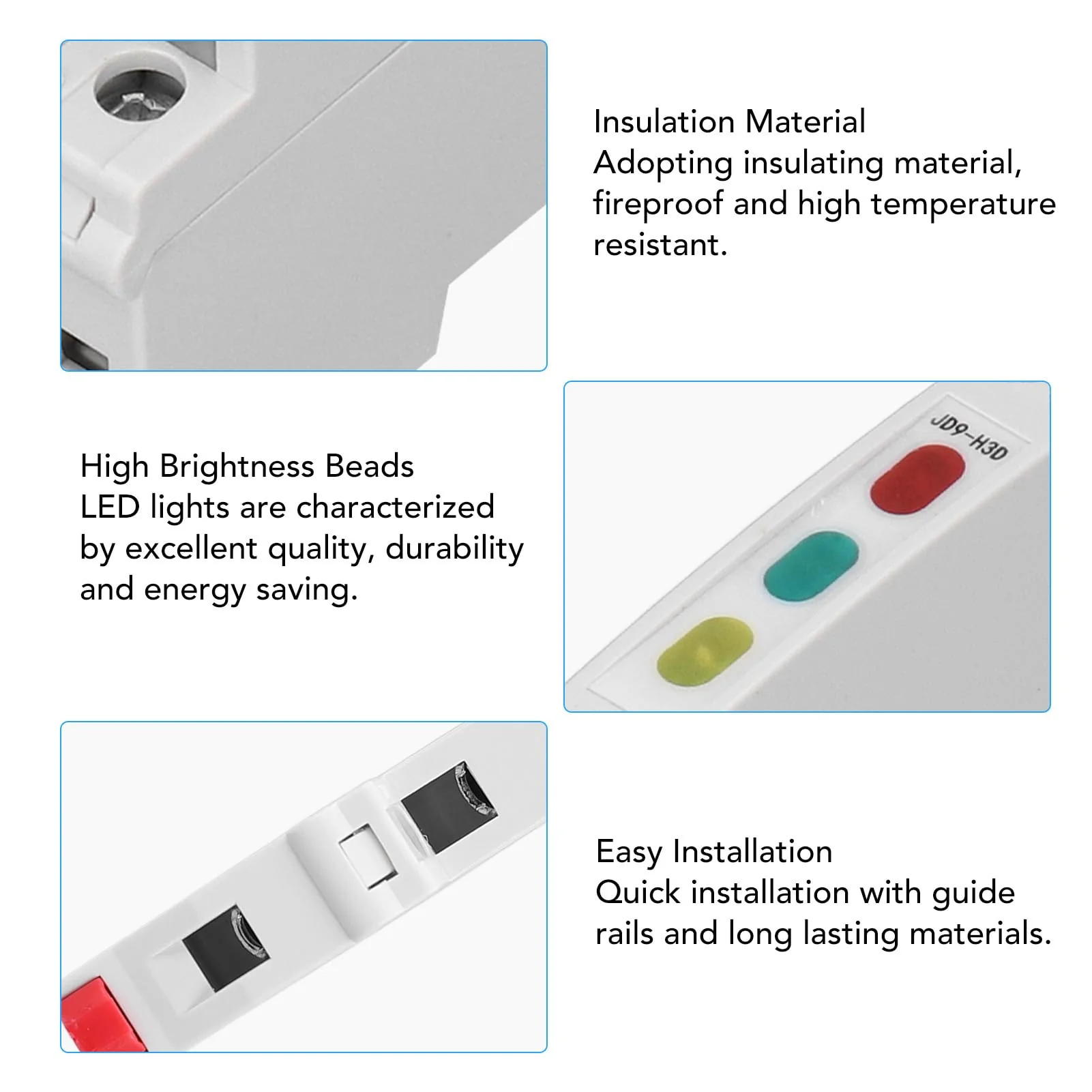 Ouitble DIN Rail Indicator Light JD9-H3D Rail Indicator Light AC DC Red/Green/Yellow Lights up PC 20 MA For Displaying Telecommunication Electrical Signals - Image 5