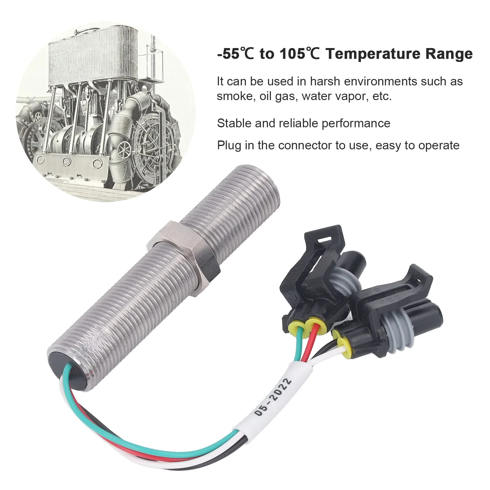 Ouitble Inductive Proximity Sensor, 5/8 M16 Magnetic Pickup UNaF Stainless Steel MSP6732 Generator MPU Speed Sensor Distance Detection Module for Robot Obstacle Avoidance/1291 - Image 2