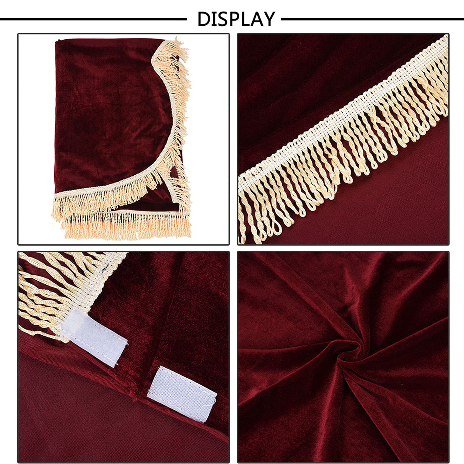 Oumefar 200 x 150cm Piano Cover, Upright Piano Covers with Tassels Edge, Protective Cover Pleuche Cloth Accessory (Red) Red - Image 3