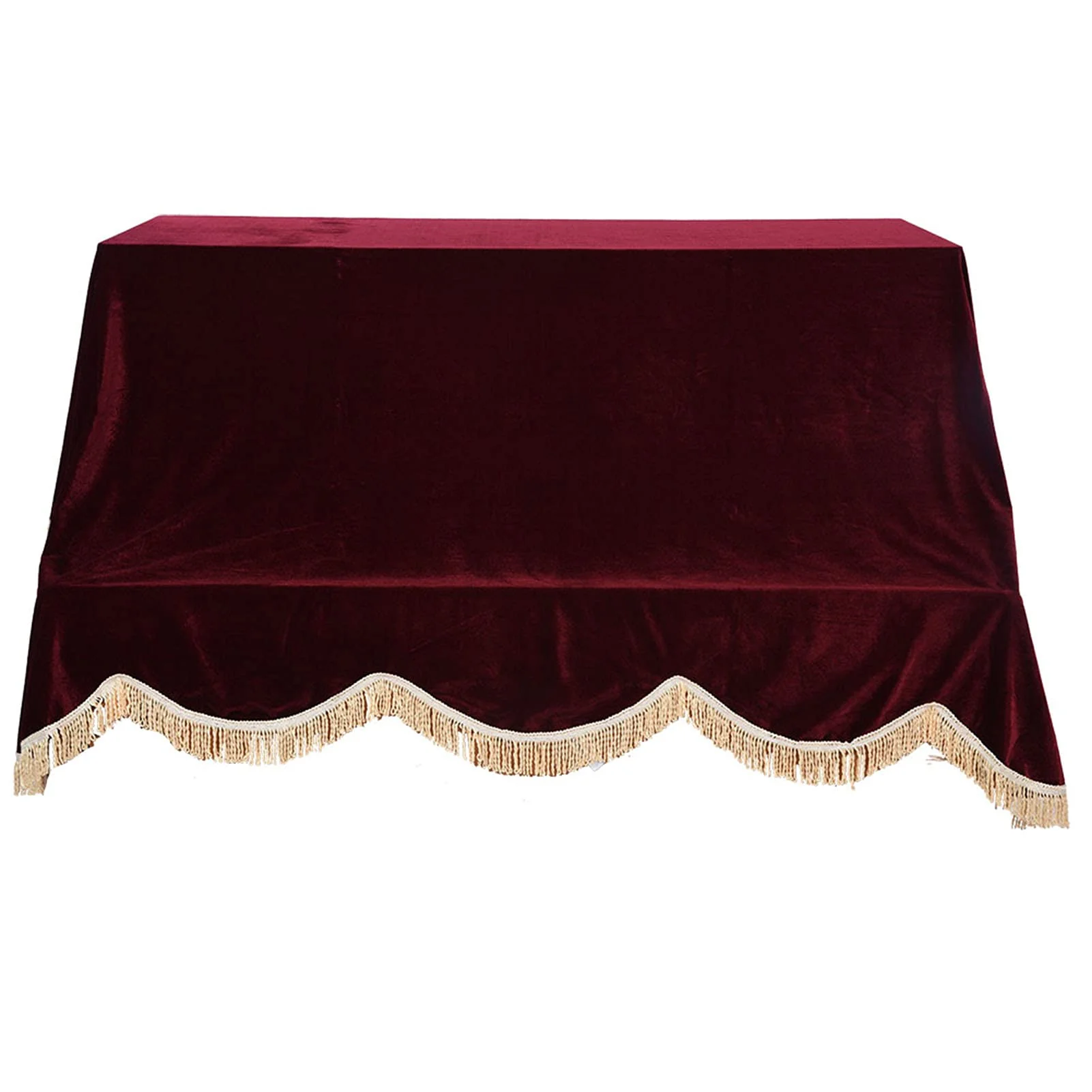 Oumefar 200 x 150cm Piano Cover, Upright Piano Covers with Tassels Edge, Protective Cover Pleuche Cloth Accessory (Red) Red - Image 7