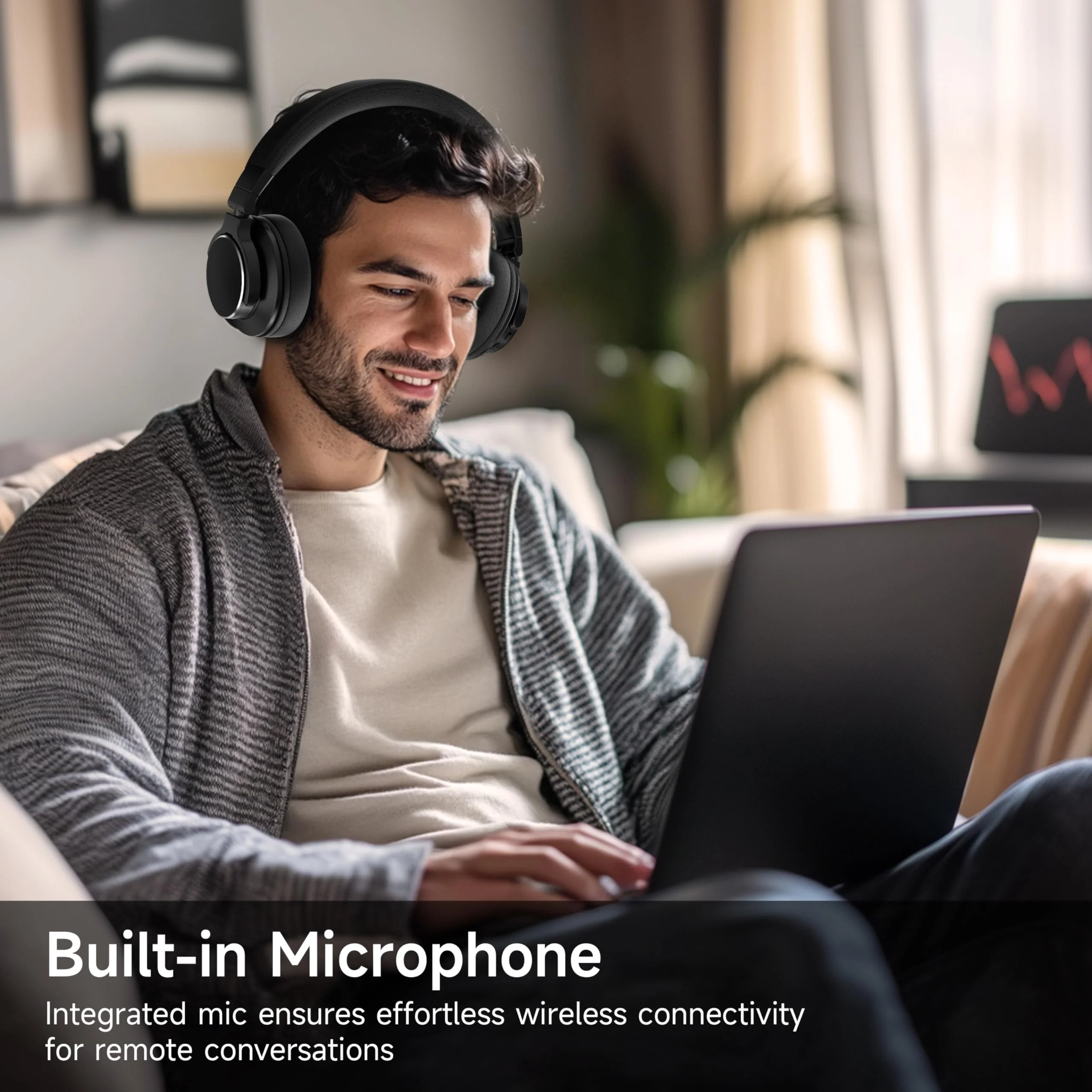 Over Ear Bluetooth Headphones, Studio Monitor & Mixing DJ Headphones Wireless with 50mm Drivers and 1/4 to 3.5mm Wired Audio Jack for Guitar AMP Recording Podcast Piano, 100H Playtime, Black - Image 6