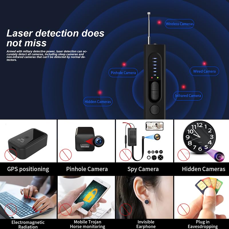 OVWE Hidden Camera Detectors,Spy Camera Detector,Hidden Bug and GPS Tracker Finder, Privacy Protector, 5 Levels Sensitivity 4 Modes, 25H Working Time - Image 4