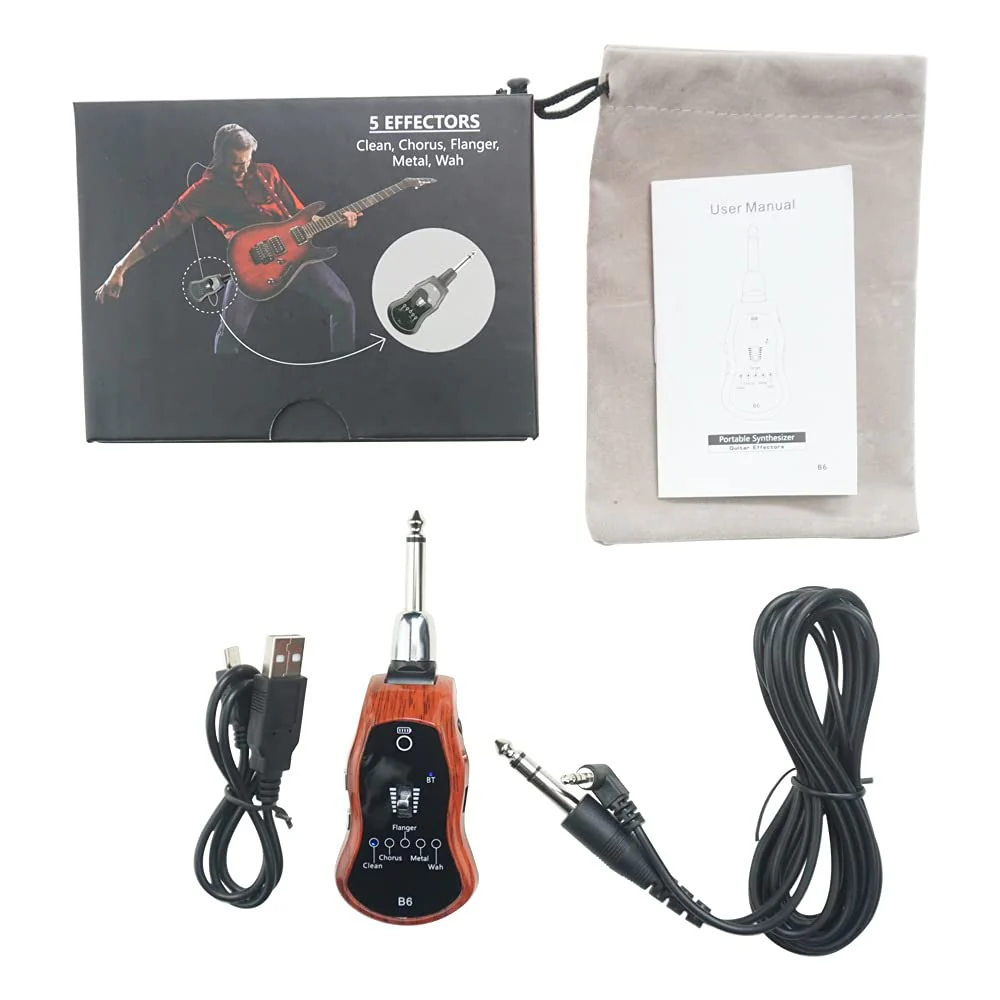 OW Portable Headphone Amp Synthesizer Pocket Plug Amplifier Rechargeable for Electric Guitar with Bluetooth Receiver Support 5 Effects: Clean/Chorus/Flanger/Metal/Wah - Image 4