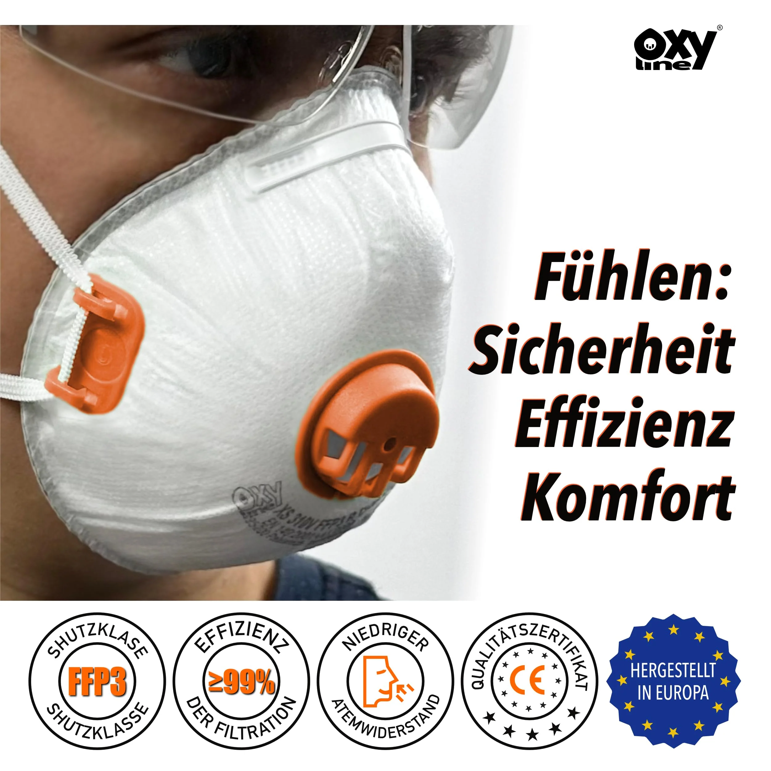 Oxyline XS 310 V FFP3 R D Reusable Half Mask, Dust Mask, Respirator Mask, Protective Mask with Valve, Extra Fit, Pack of 10 - Image 6