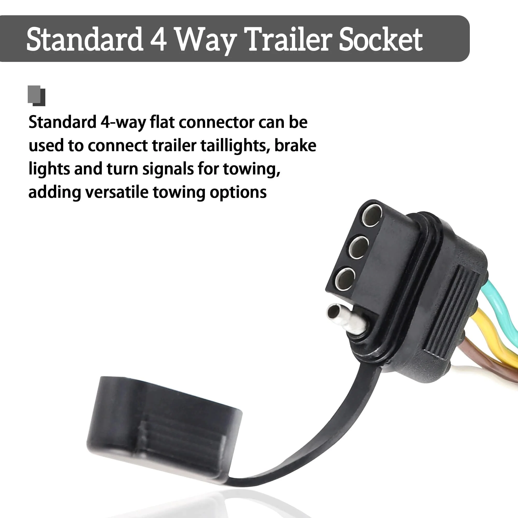 Oyviny LED Compatible Powered 3-to-2-Wire Splice-in Trailer Tail Light Converter with 4 Wire Flat Extension, 6-Wire System to 4-Wire System Trailer Light Converter Pure Copper Wire - Image 4