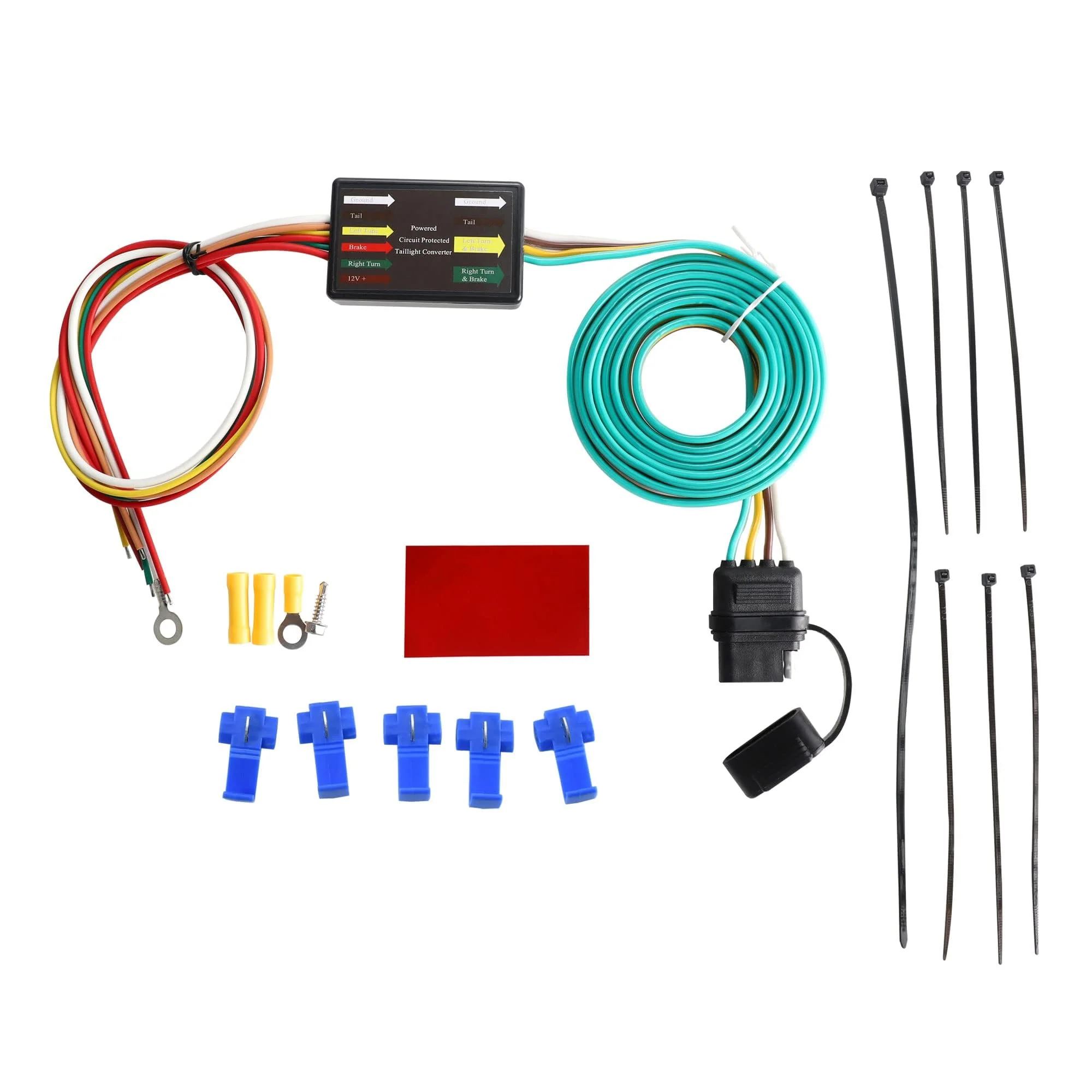 Oyviny LED Compatible Powered 3-to-2-Wire Splice-in Trailer Tail Light Converter with 4 Wire Flat Extension, 6-Wire System to 4-Wire System Trailer Light Converter Pure Copper Wire - Image 8
