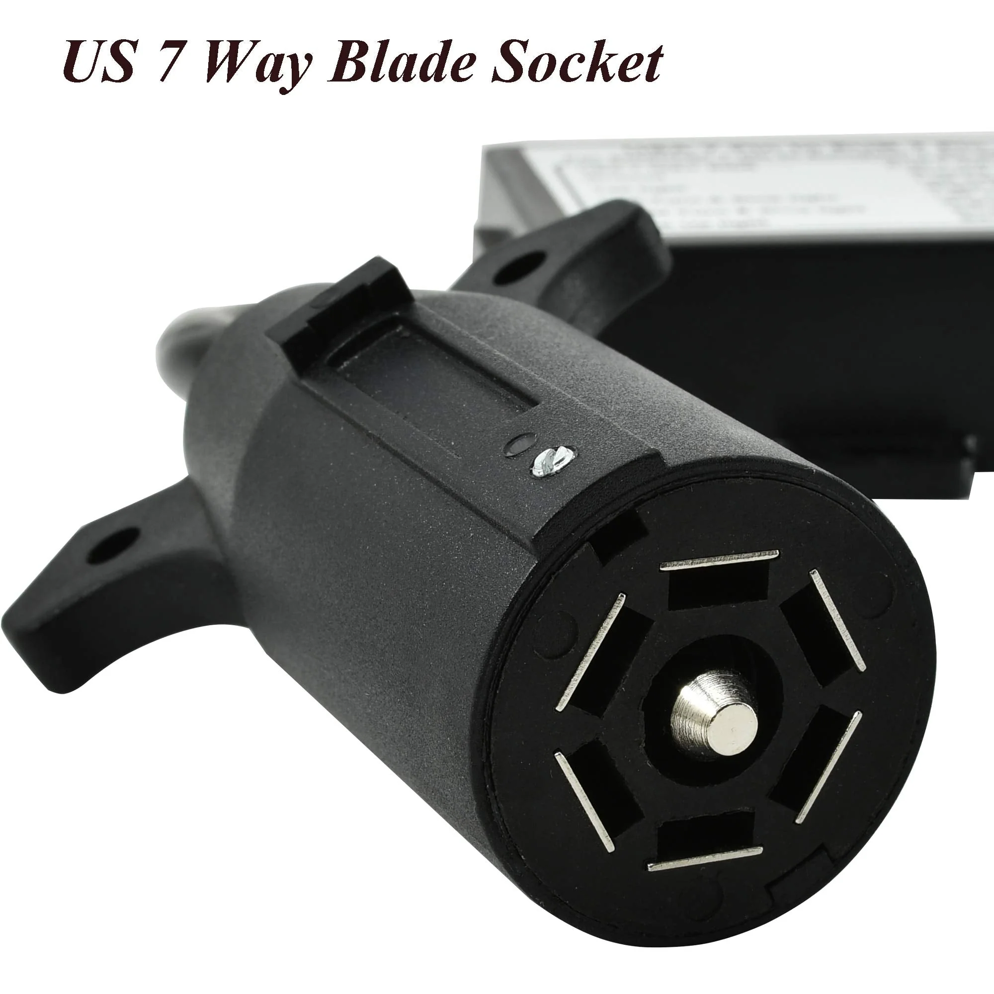 Oyviny USA to EU Trailer Light Converter US Vehicle 7-Way Blade Socket Adapter to European Trailer 7-Pin Round Connector Plug and Play Trailer Converter Waterproof (Color:Black) - Image 3