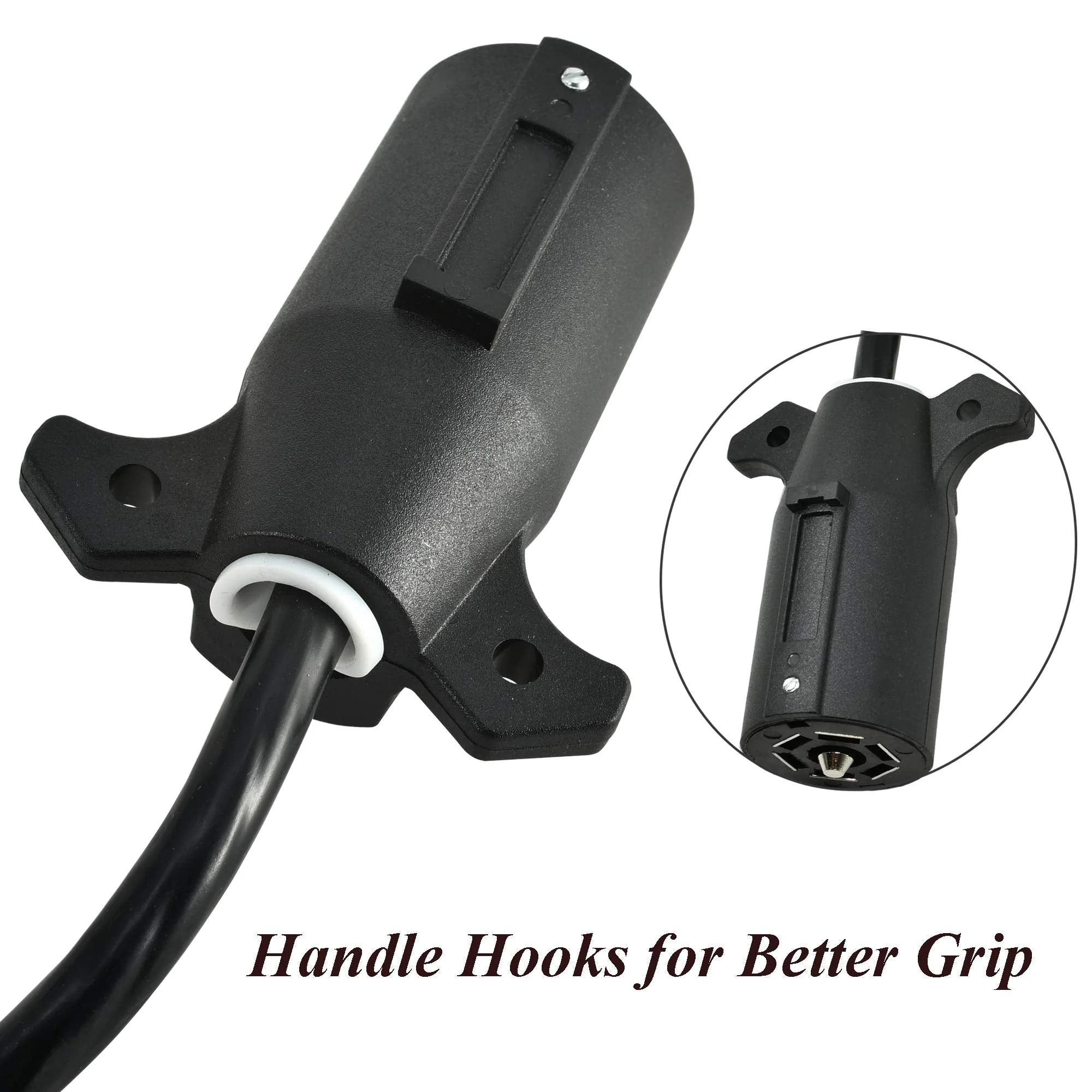 Oyviny USA to EU Trailer Light Converter US Vehicle 7-Way Blade Socket Adapter to European Trailer 7-Pin Round Connector Plug and Play Trailer Converter Waterproof (Color:Black) - Image 6