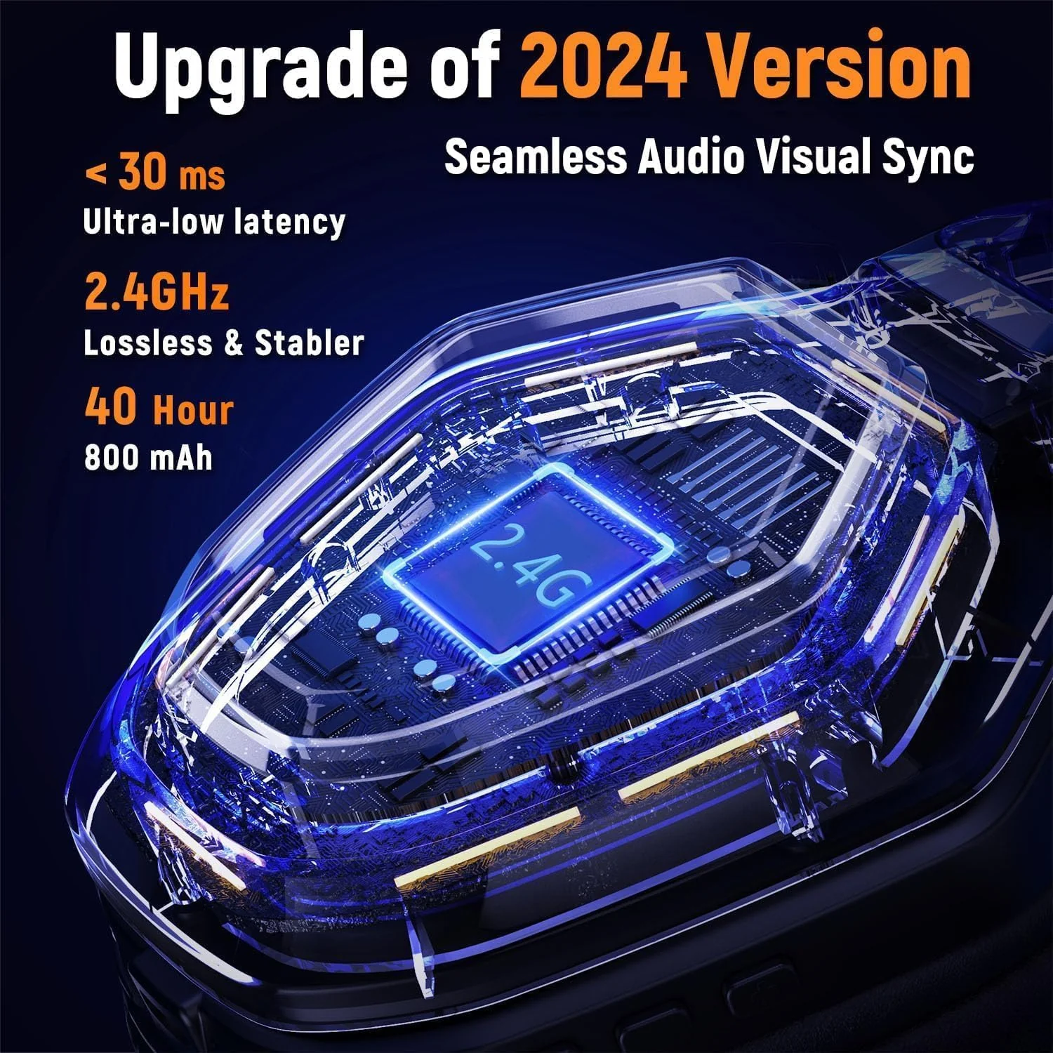 Ozeino Wireless Gaming Headset with Flip Microphone, RGB Lighting Gaming Headphones for PS5, PS4, PC - 2.4GHz USB & Type C Transmitter Black - Image 2