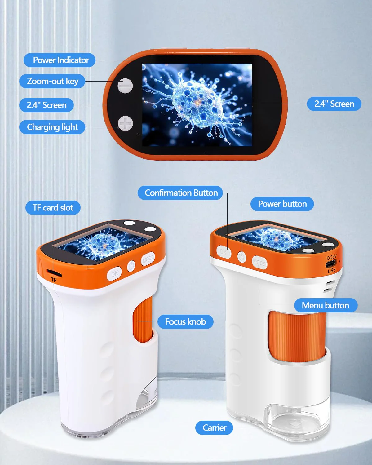 OZSTAR Microscope for Kids 1000x Magnification, 2.4-inch ScreenPocket Microscope with Photo and Video Recording (with Slide Kit) Portable Educational Gift - Image 6