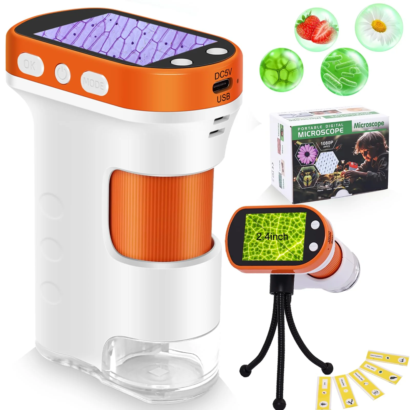 OZSTAR Microscope for Kids 1000x Magnification, 2.4-inch ScreenPocket Microscope with Photo and Video Recording (with Slide Kit) Portable Educational Gift - Image 9
