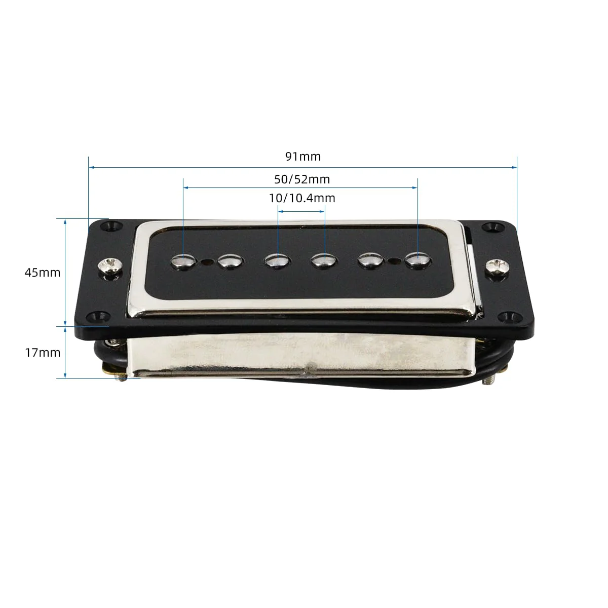 P90 Pickup Alnico 5 Single Coil Neck Bridge Pickup Set for Electric Guitar Parts Replacement(black+silver) black+silver - Image 7