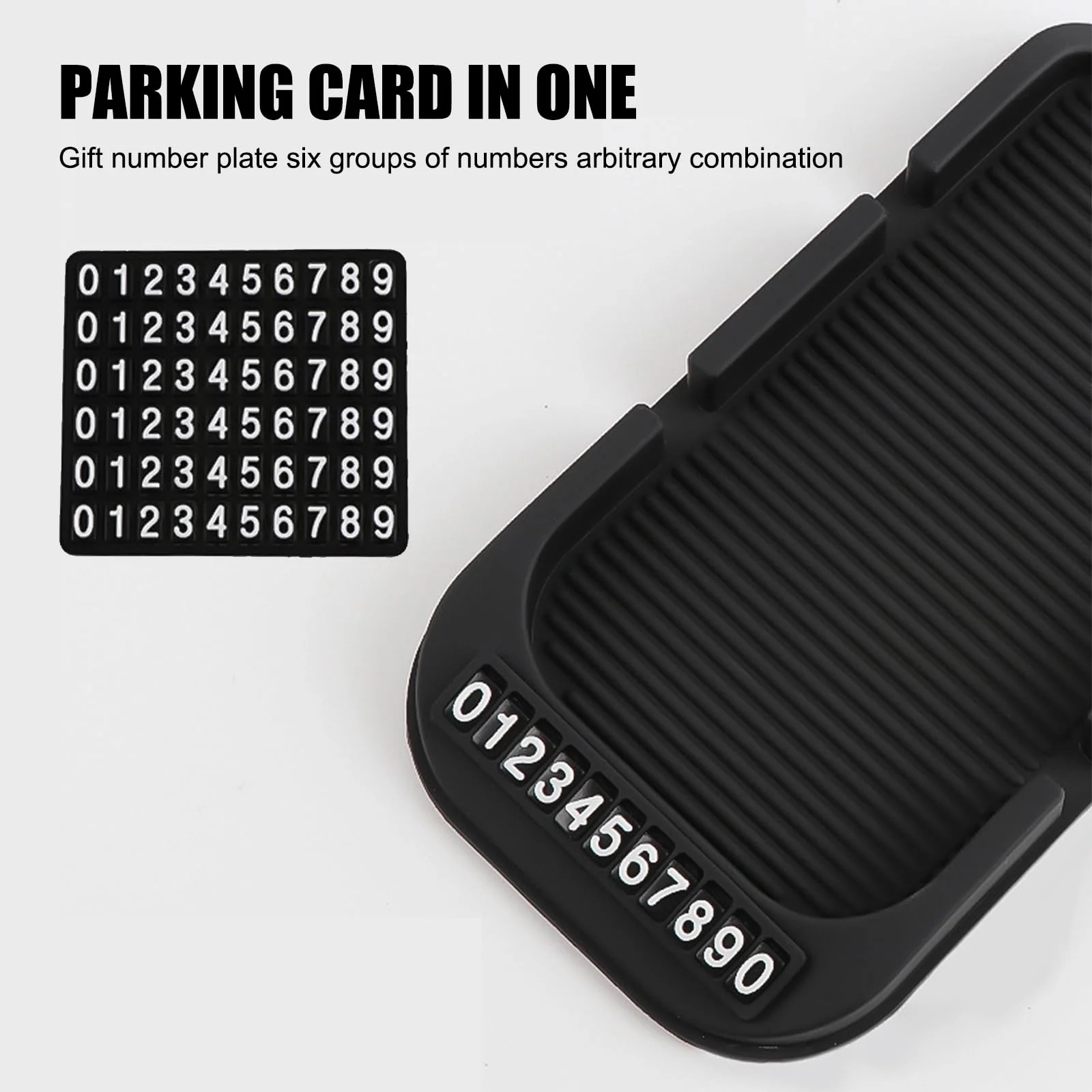 Pack-1 Car Dashboard Anti-Slip Mat, Multifunction Car Dashboard Cell Phone Holder, Double-Groove with Number Plate Auto Pad Mat, Universal for Most Cars (Black) - Image 6