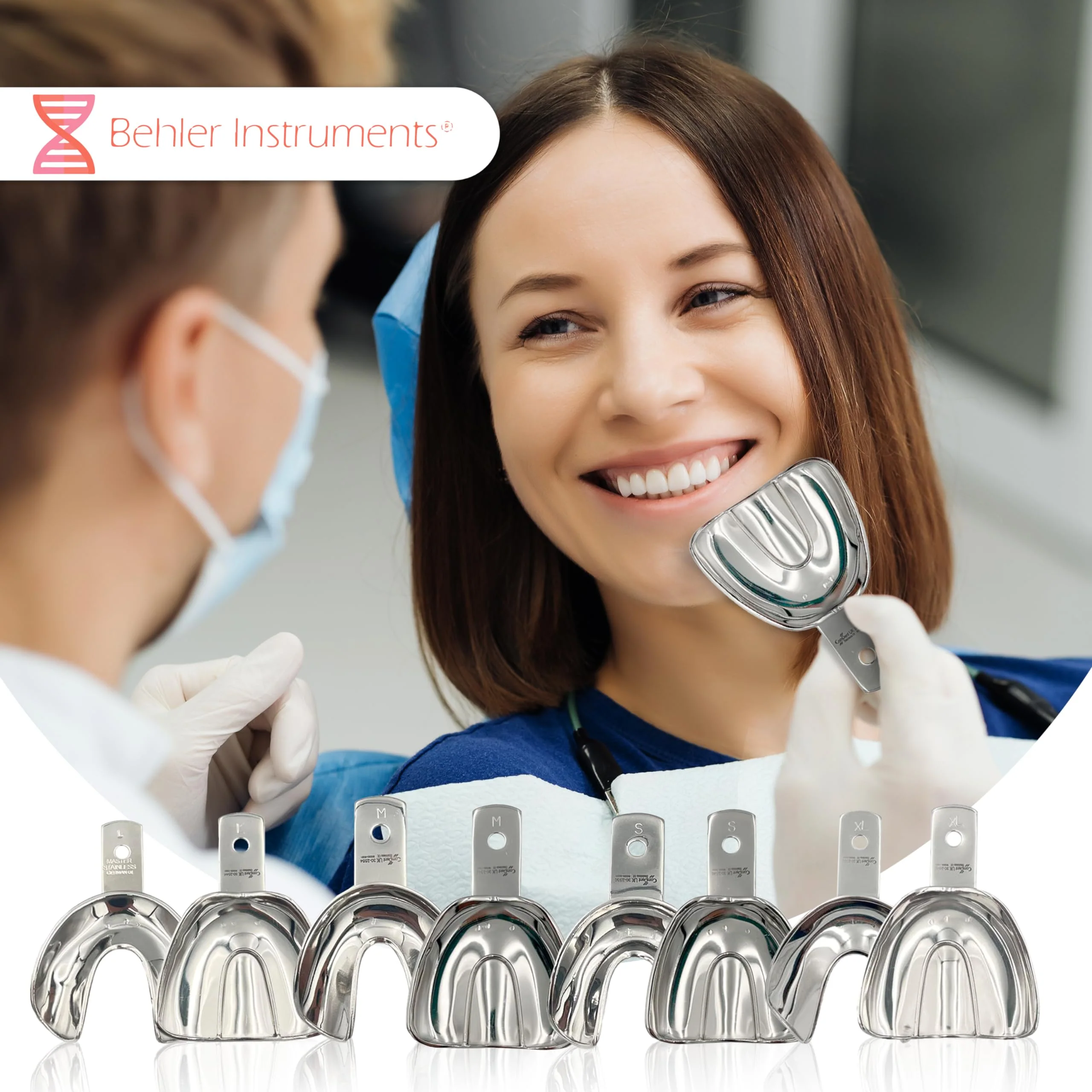 PACK Non Perforated Individual Impression Spoons for Toothless People, Upper and Lower - High Strength Stainless Steel - Essential Instrument for Dentists 8 - Image 4