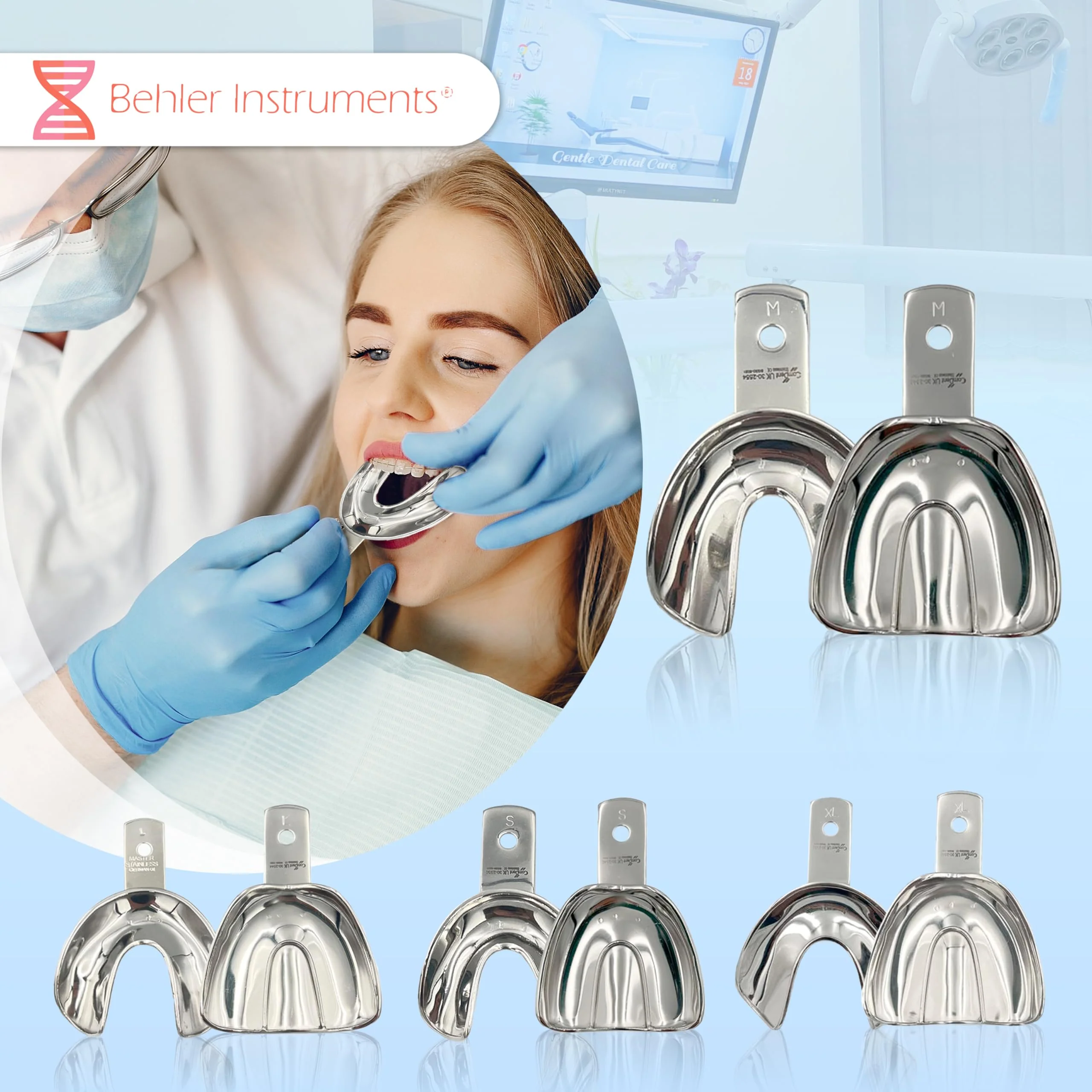 PACK Non Perforated Individual Impression Spoons for Toothless People, Upper and Lower - High Strength Stainless Steel - Essential Instrument for Dentists 8 - Image 5