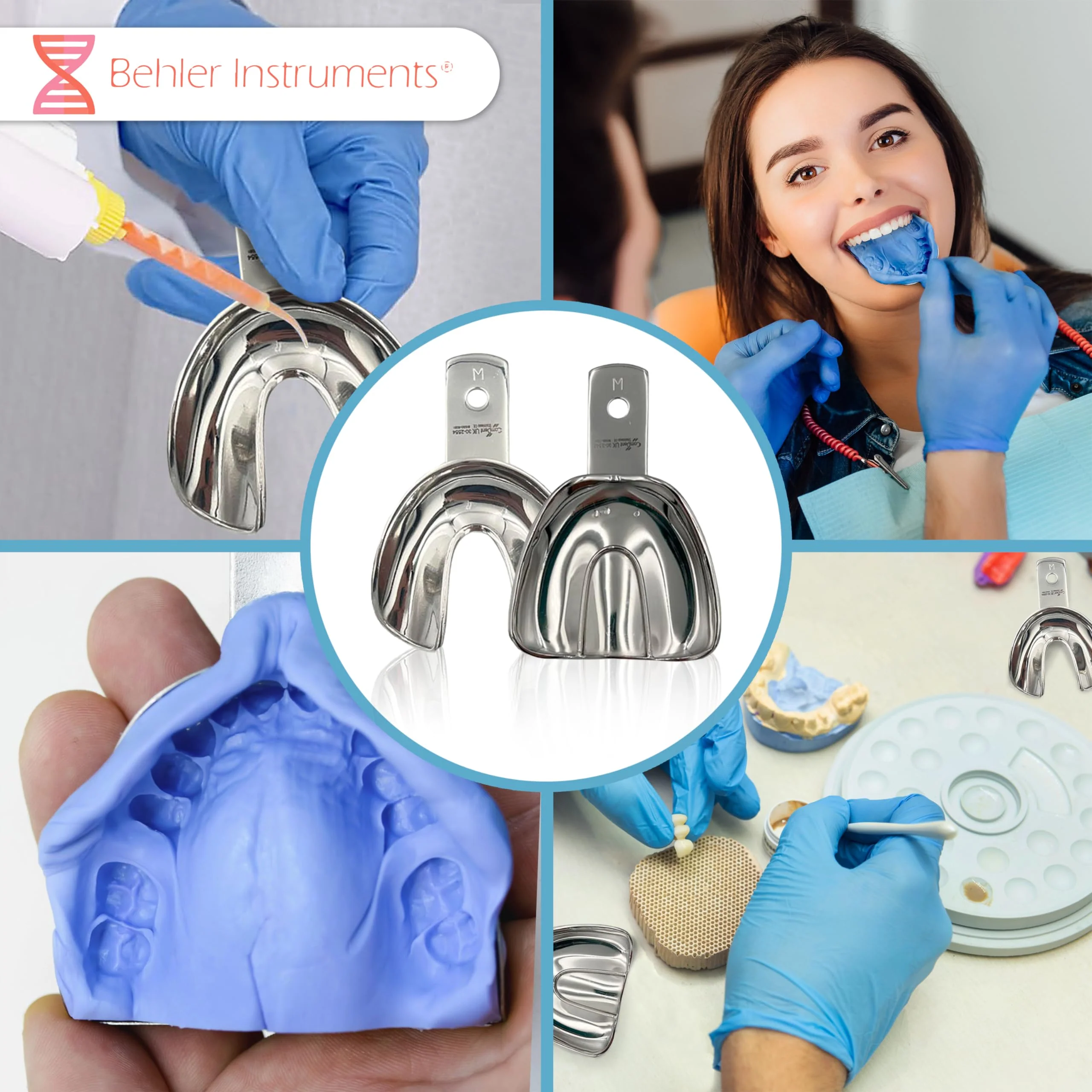 PACK Non Perforated Individual Impression Spoons for Toothless People, Upper and Lower - High Strength Stainless Steel - Essential Instrument for Dentists 8 - Image 6