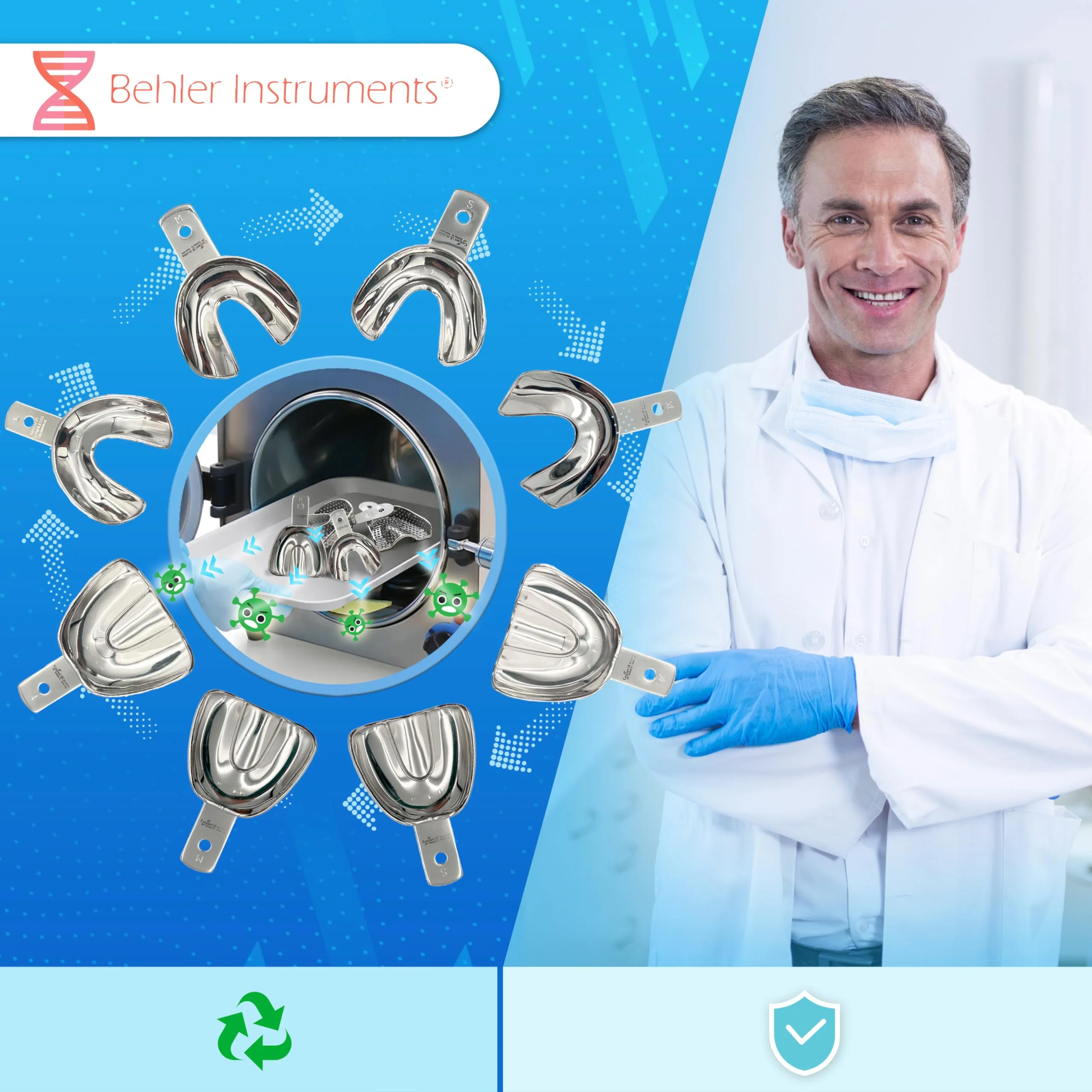 PACK Non Perforated Individual Impression Spoons for Toothless People, Upper and Lower - High Strength Stainless Steel - Essential Instrument for Dentists 8 - Image 7