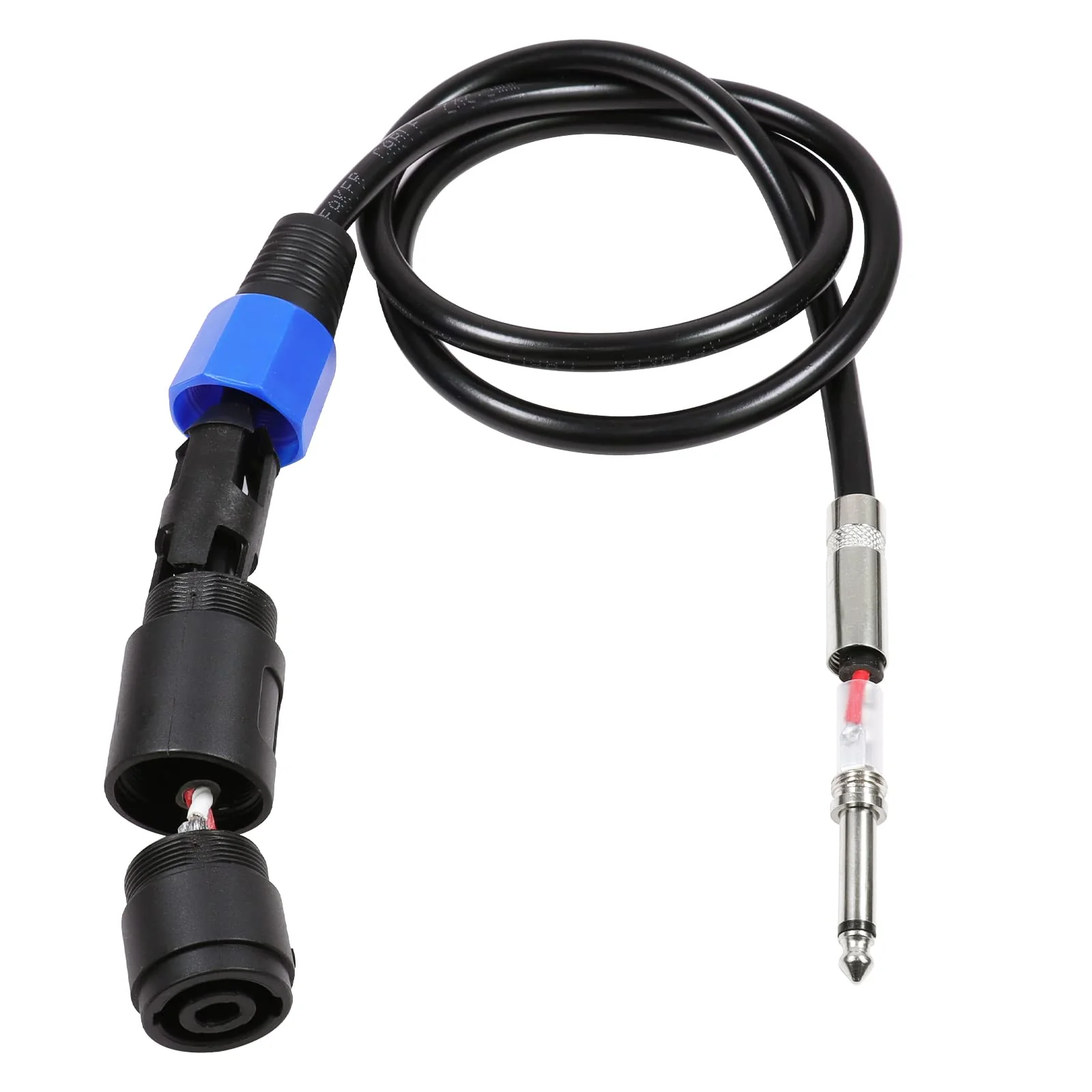 Pack of 1 3.3 Feet Speakon Female to 1/4" Male Cable - 1 Pack 1-Meter Pro Audio Patch SpeakON Jack Connector to 1/4-Inch (6.35mm) TS Speaker Interconnect Wire 1-Pack - Image 2