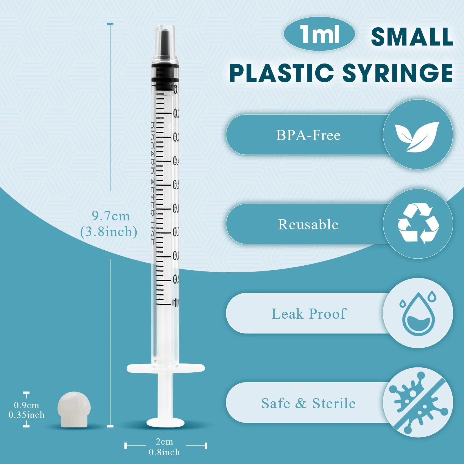 Pack of 10 1 ml Syringes Colostrum Syringe Disposable Syringes, Plastic Syringes with Caps Without Needle, Dosing Syringe for Refilling and Measuring Liquids, Laboratories, Animal Feeding 10 Stück 1ml - Image 2