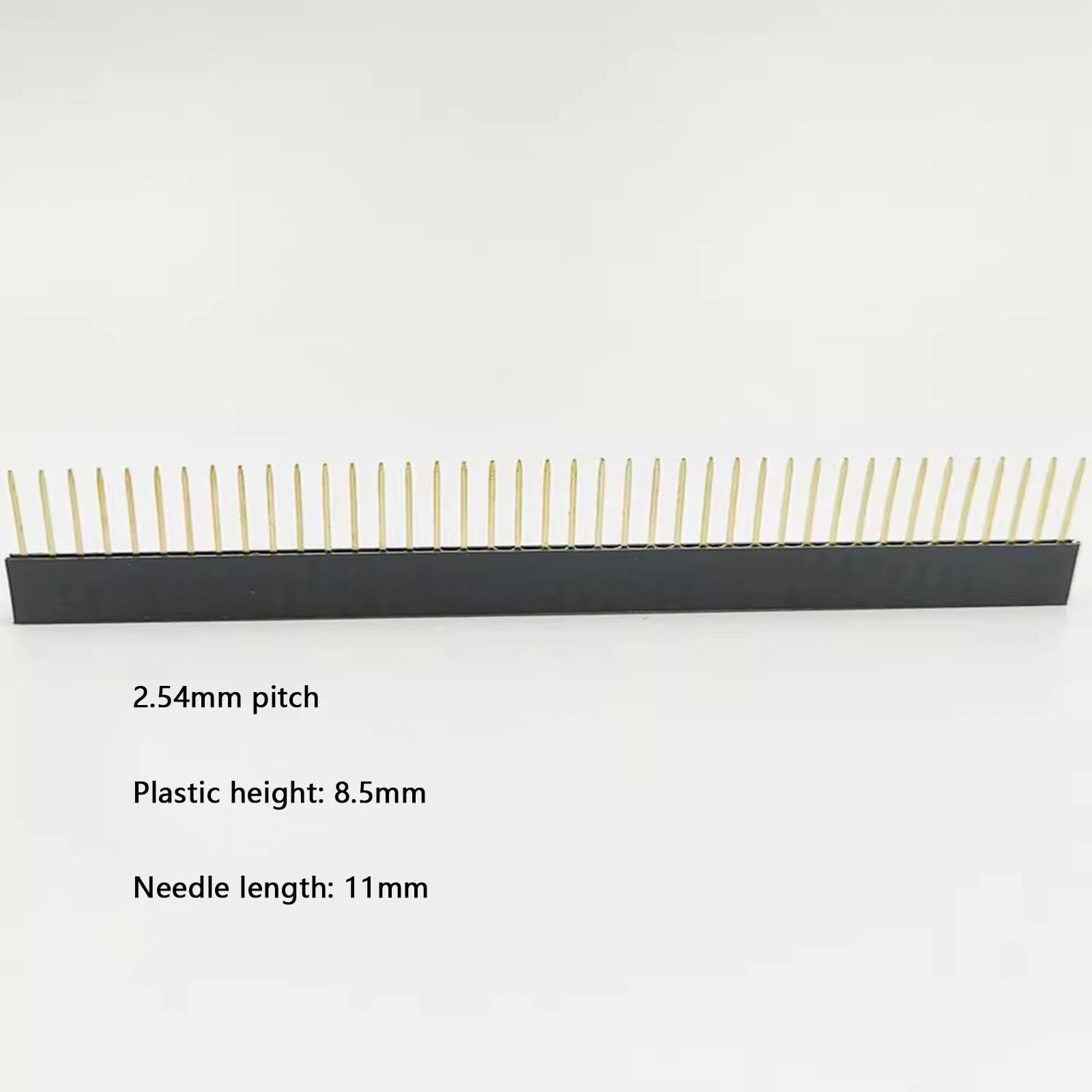 Pack of 10 1 x 40 pin PCB female connector, 2.54 mm single row socket plug, single row needle length 11 mm, plastic length 8.5 mm, 40-pin plug, suitable for DIY enthusiasts - Image 2