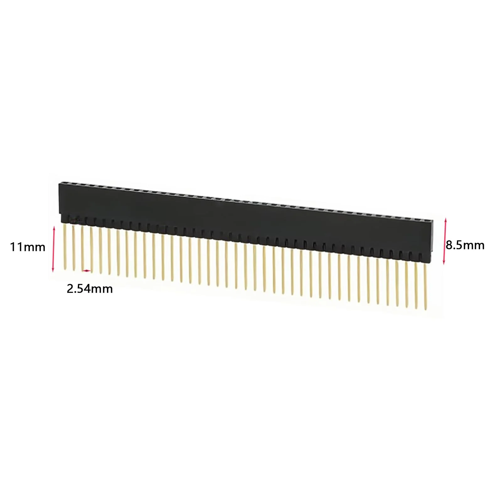 Pack of 10 1 x 40 pin PCB female connector, 2.54 mm single row socket plug, single row needle length 11 mm, plastic length 8.5 mm, 40-pin plug, suitable for DIY enthusiasts - Image 4