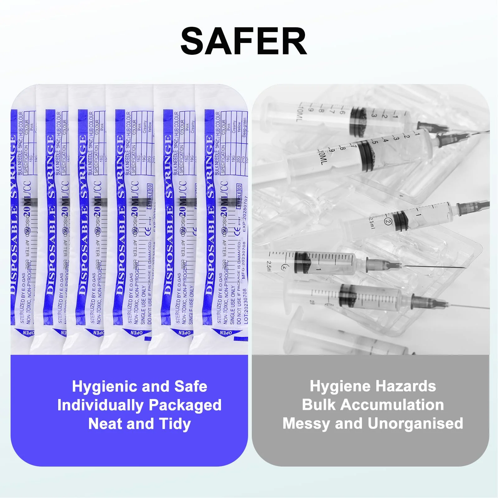 Pack of 10 20 ml Colostrum Syringe, Plastic Syringe with Blunt Needle, Reusable Syringes with Cap for Measuring Liquids, Scientific Laboratories, Pet Feeding, Industry - Image 3