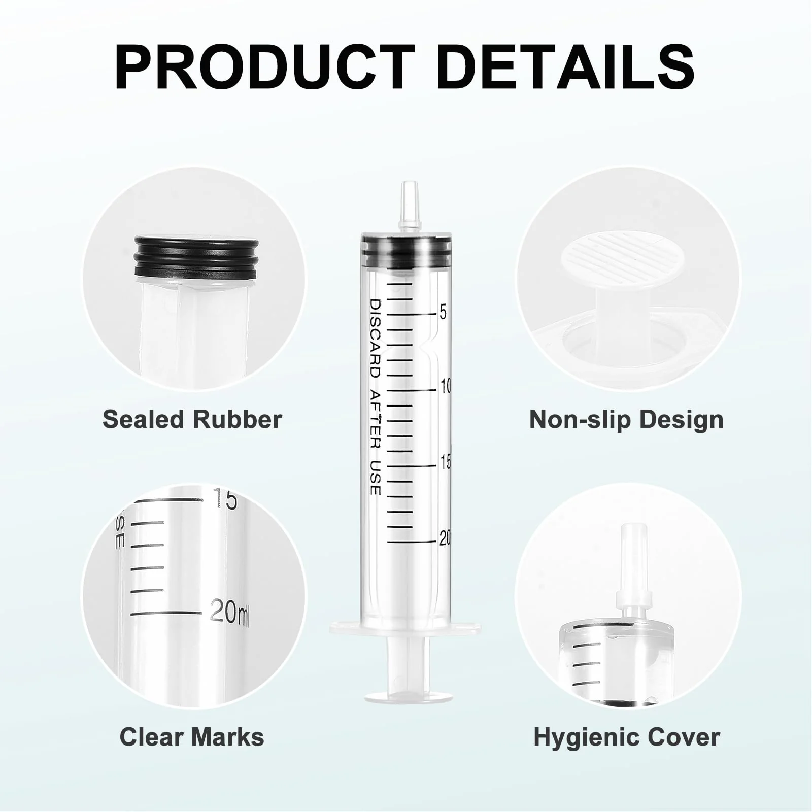 Pack of 10 20 ml Colostrum Syringe, Plastic Syringe with Blunt Needle, Reusable Syringes with Cap for Measuring Liquids, Scientific Laboratories, Pet Feeding, Industry - Image 4