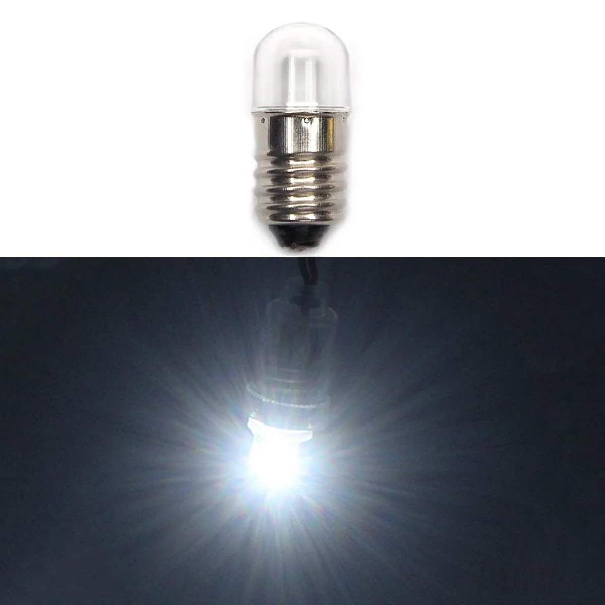 Pack of 10 AC E10 220 V LED Bulbs Replacement Bulbs 1 W 65 LM Miniature Screw Bulbs (220 V Cool White) 220 V Cool White - Image 4