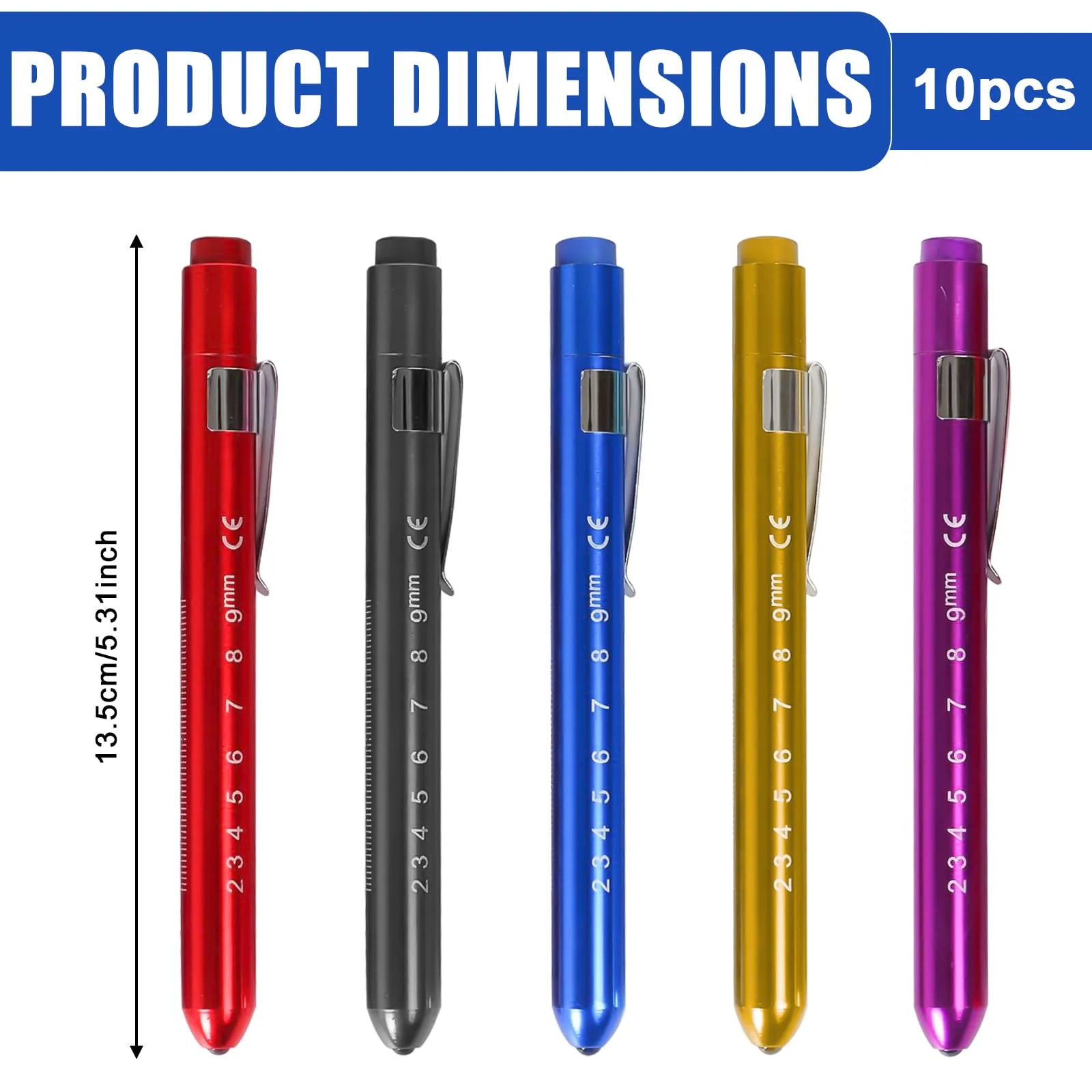 Pack of 10 Diagnostic Light Pupil Light Medicine: Pen Lights for Nurses Reusable LED Pen Lamp with Pocket Clip Pupil Light Emergency Service for Nurses Doctors - Image 2