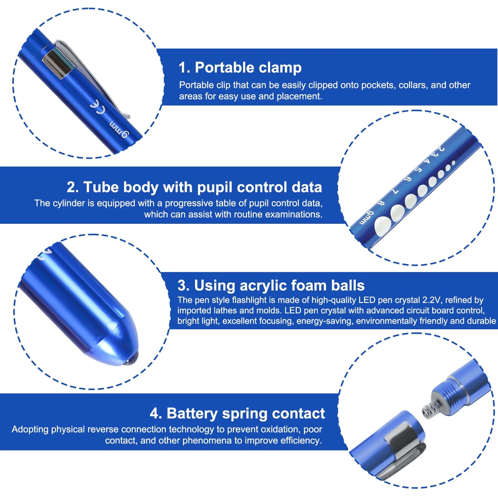 Pack of 10 Diagnostic Light Pupil Light Medicine: Pen Lights for Nurses Reusable LED Pen Lamp with Pocket Clip Pupil Light Emergency Service for Nurses Doctors - Image 5
