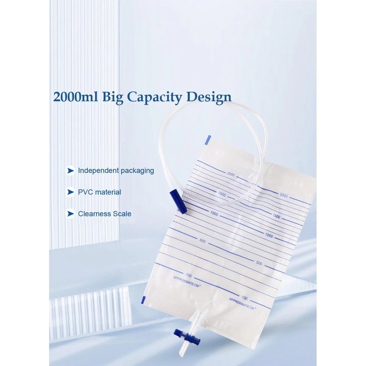 Pack of 10 External Condom Catheter + 2000 ml Urine Bag + 500 ml Leg Bag Urine Drainage Bag (35 mm/1.38 Inch) 500+2000ML-35MM - Image 3