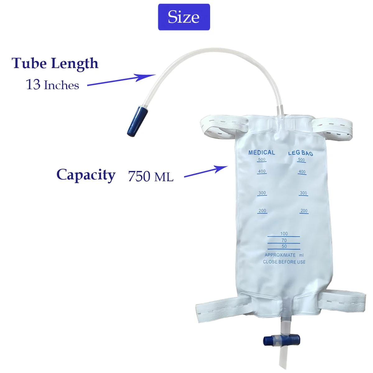 Pack of 10 External Condom Catheter + 2000 ml Urine Bag + 500 ml Leg Bag Urine Drainage Bag (35 mm/1.38 Inch) 500+2000ML-35MM - Image 4