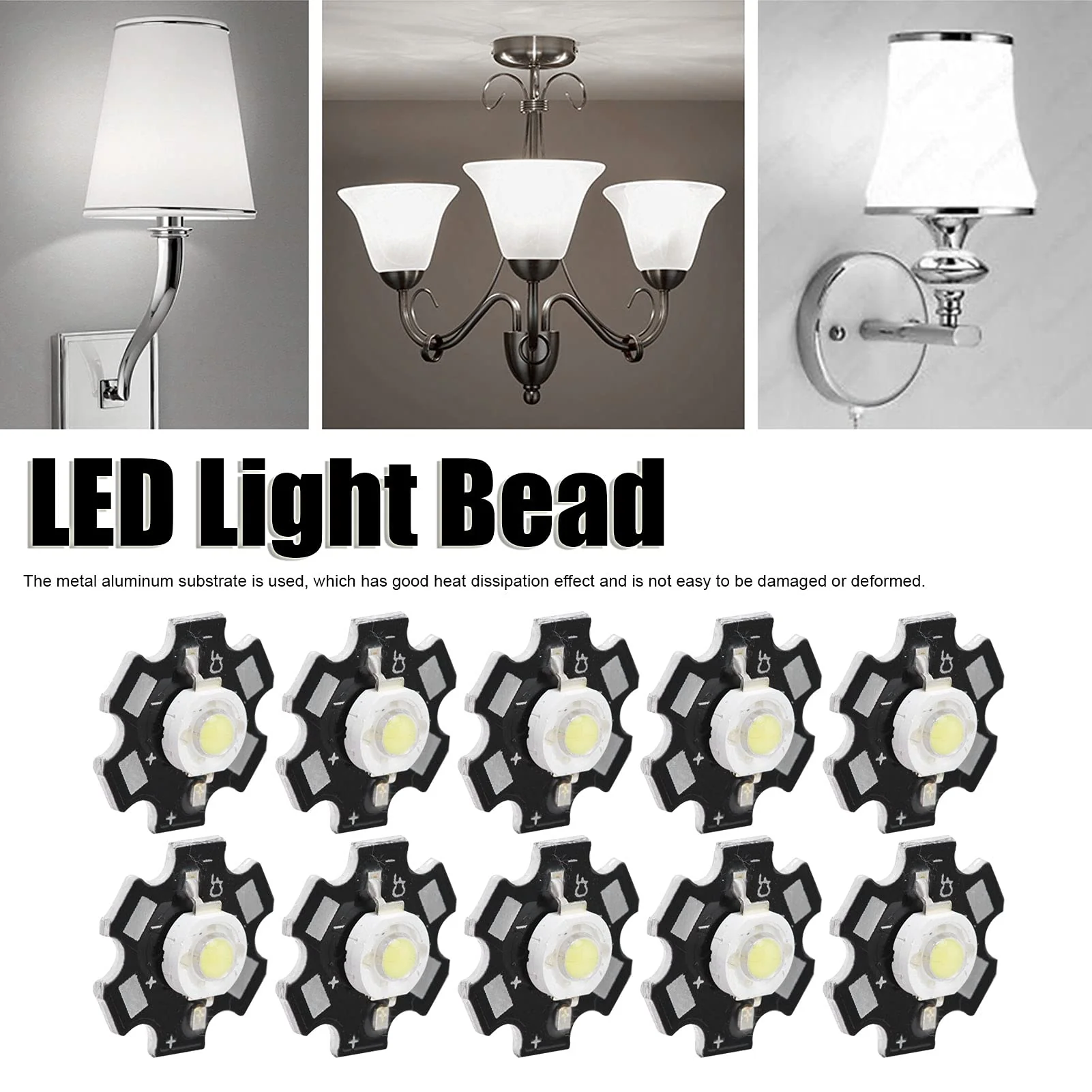 Pack of 10 Lamp Beads, Diode Chips, 3 V LED Chip Bulb, 6500 K Integrated Chip Light Source, SMD Lamp Chip Bulb for Ceiling Light, Downlight, DIY Lighting White Light 1W - Image 3