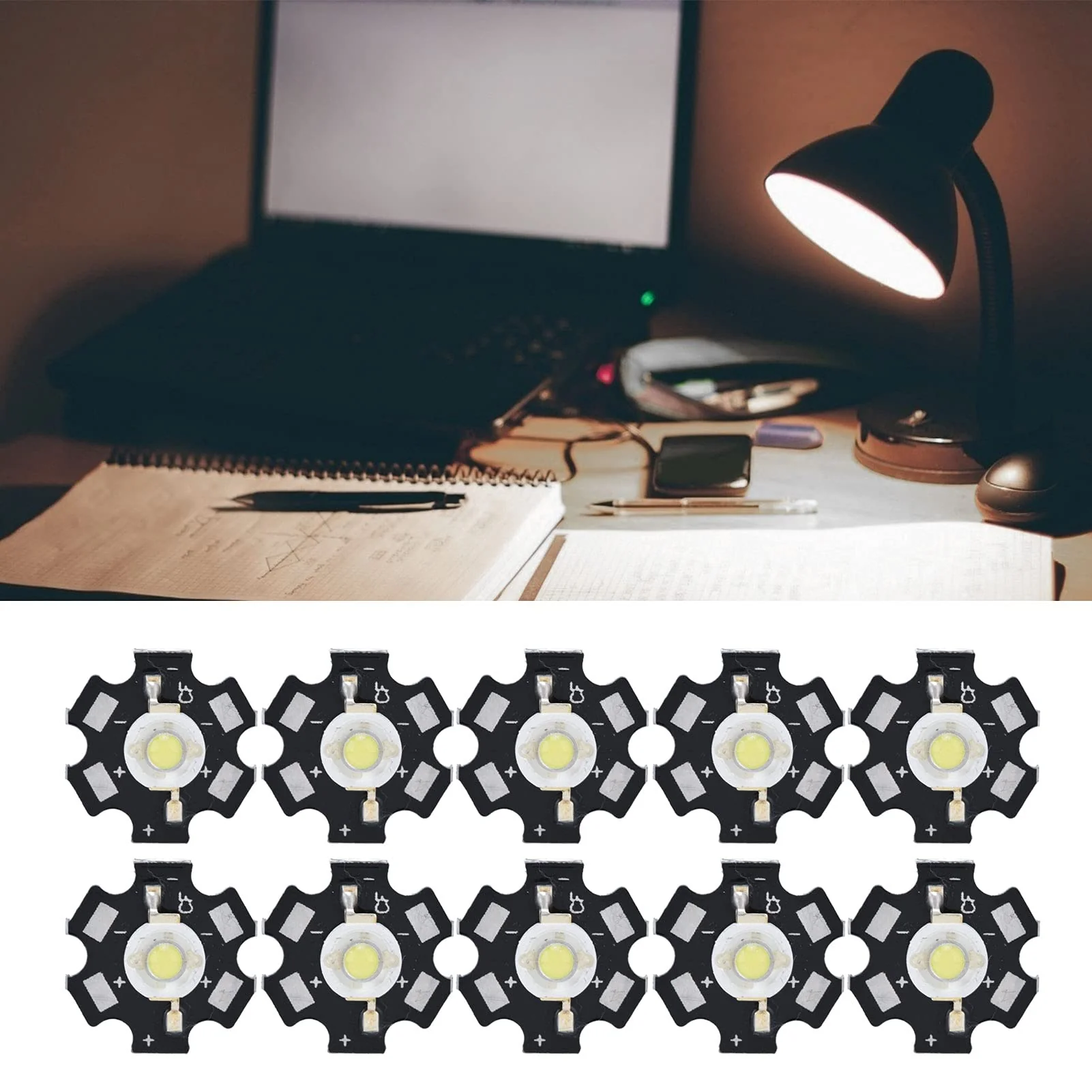Pack of 10 Lamp Beads, Diode Chips, 3 V LED Chip Bulb, 6500 K Integrated Chip Light Source, SMD Lamp Chip Bulb for Ceiling Light, Downlight, DIY Lighting White Light 1W - Image 5