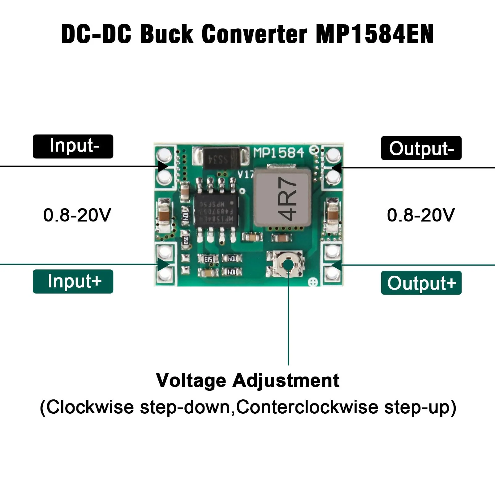 Pack of 10 Mini Step Down Converter Module, QIQIAZI DC-DC Buck Converter MP1584EN 4.5-28V to 0.8-20V DC-DC Converter Module, 24V to 12V 9V 5V 3V Step Down Adjustable Converter - Image 2