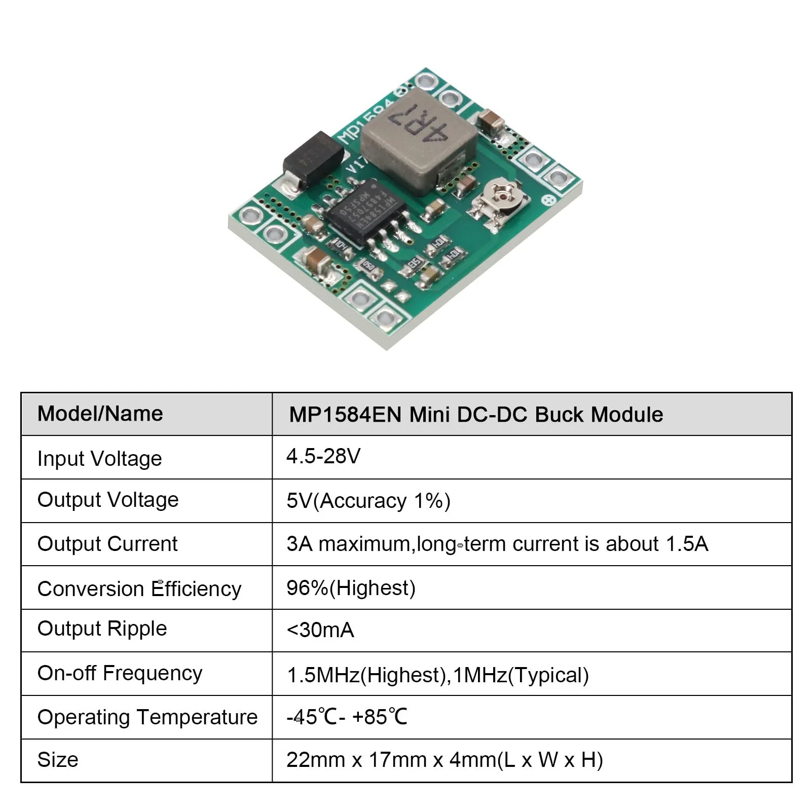 Pack of 10 Mini Step Down Converter Module, QIQIAZI DC-DC Buck Converter MP1584EN 4.5-28V to 0.8-20V DC-DC Converter Module, 24V to 12V 9V 5V 3V Step Down Adjustable Converter - Image 3