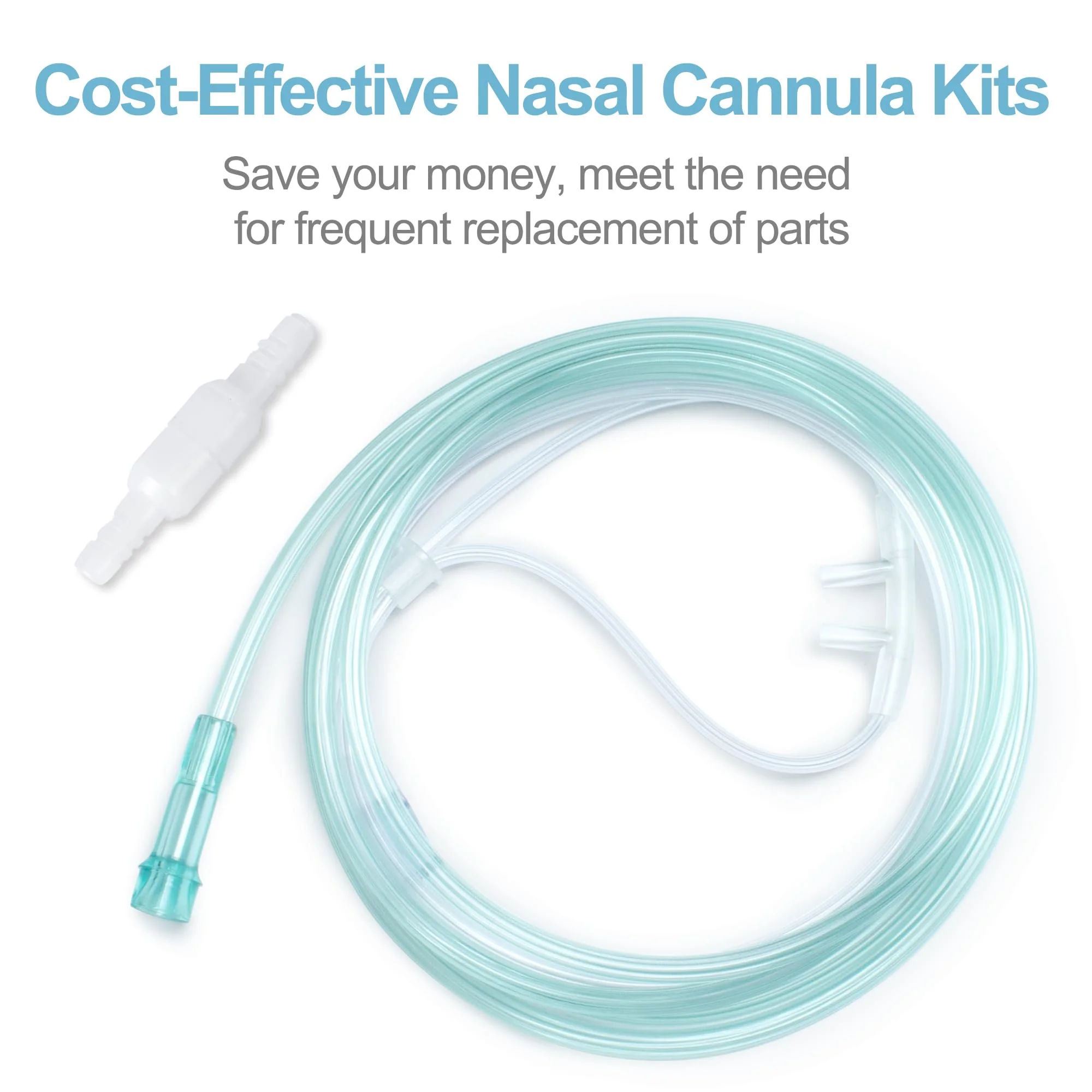 Pack of 10 Oxygen Nose Cannulas, Contains 5 Pieces 2 m Nose Tubes for Adults & 5 Pieces Hose Twist Connectors, Soft & Kink Resistant, High-Quality Accessories from BlessEase. - Image 2