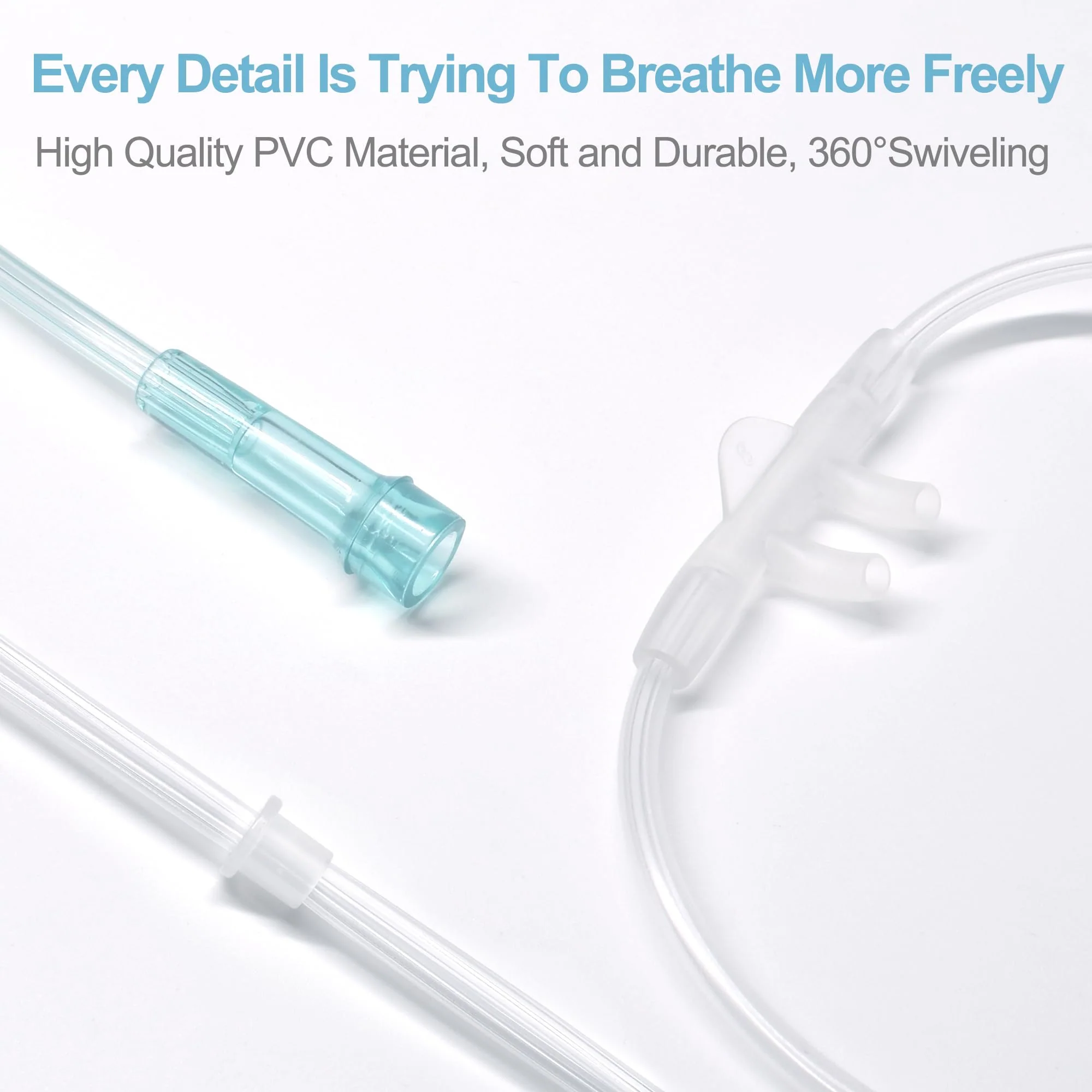 Pack of 10 Oxygen Nose Cannulas, Contains 5 Pieces 2 m Nose Tubes for Adults & 5 Pieces Hose Twist Connectors, Soft & Kink Resistant, High-Quality Accessories from BlessEase. - Image 3